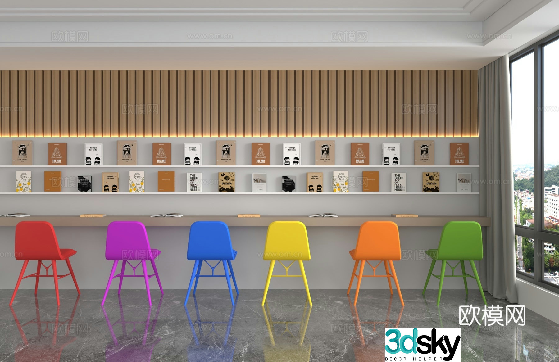 Modern bar desk desk chair 3d model