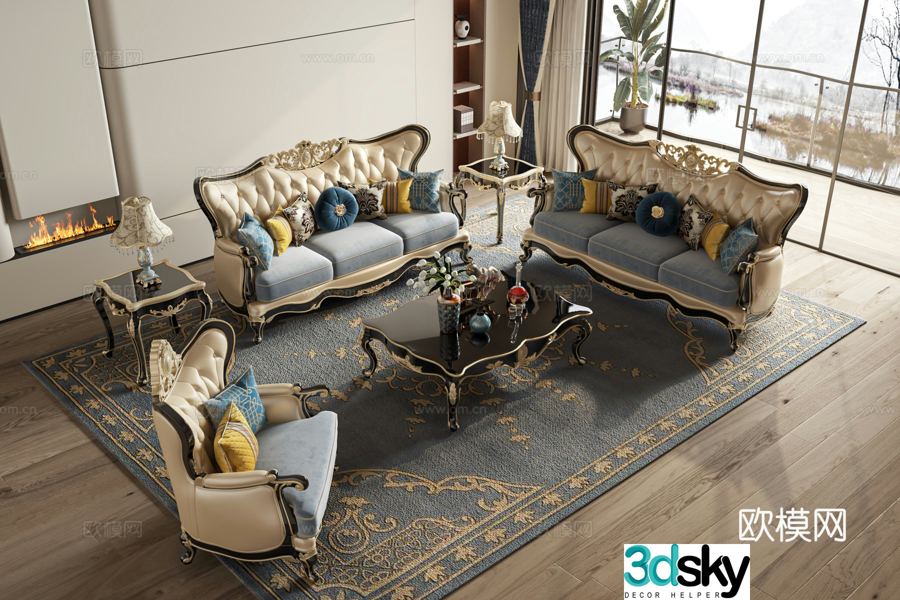 European style modular sofa 3d model