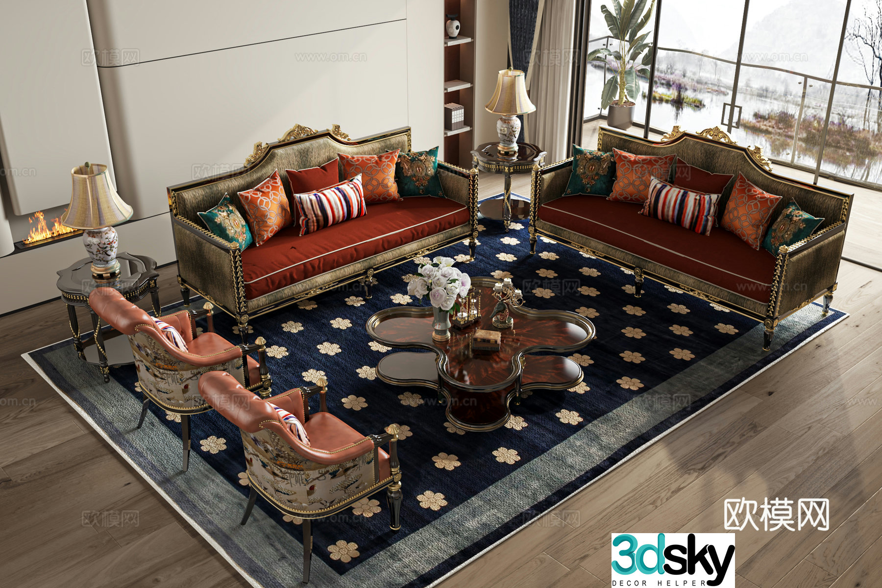 European style modular sofa 3d model