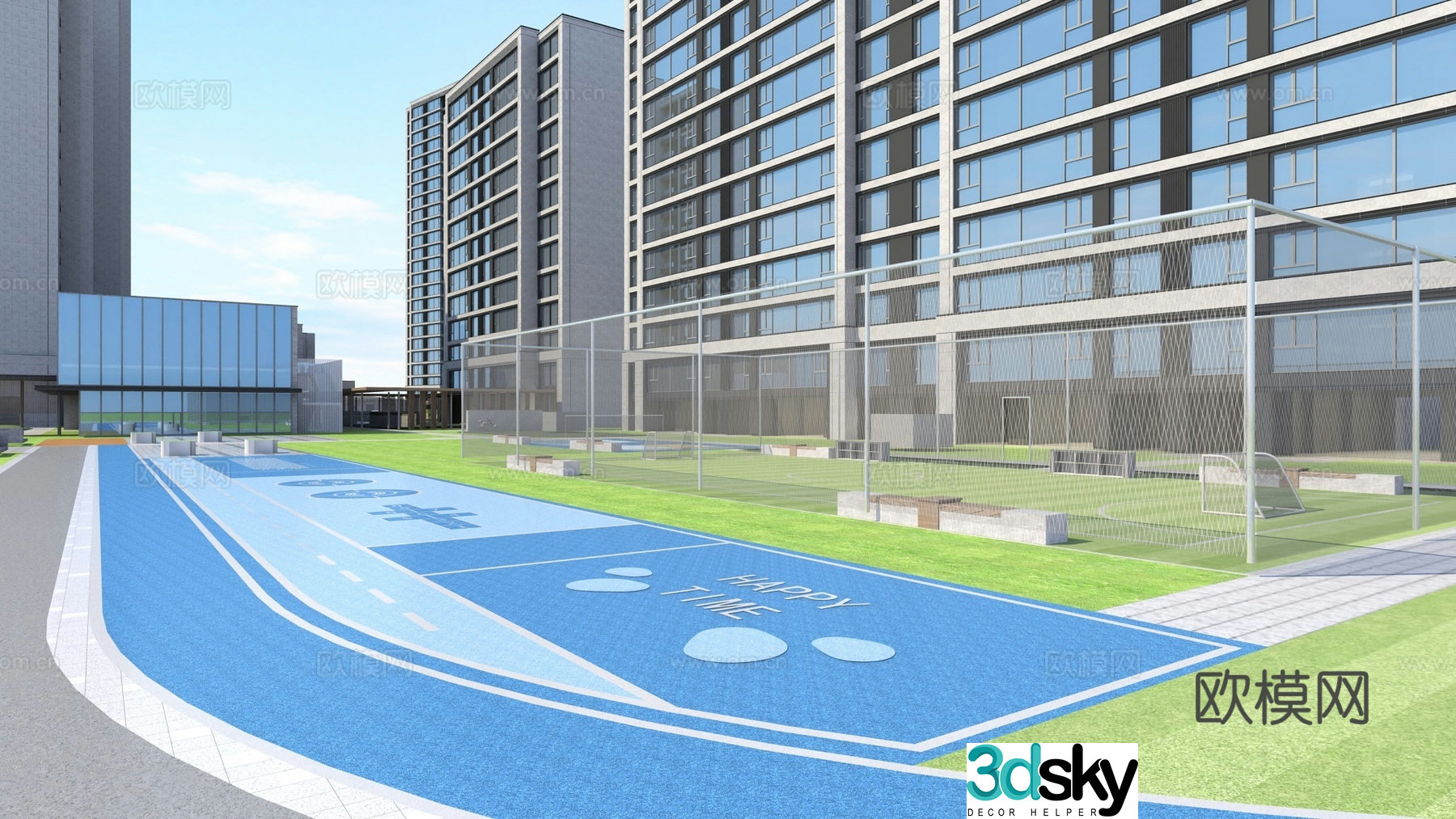Community landscape residential landscape 3d model