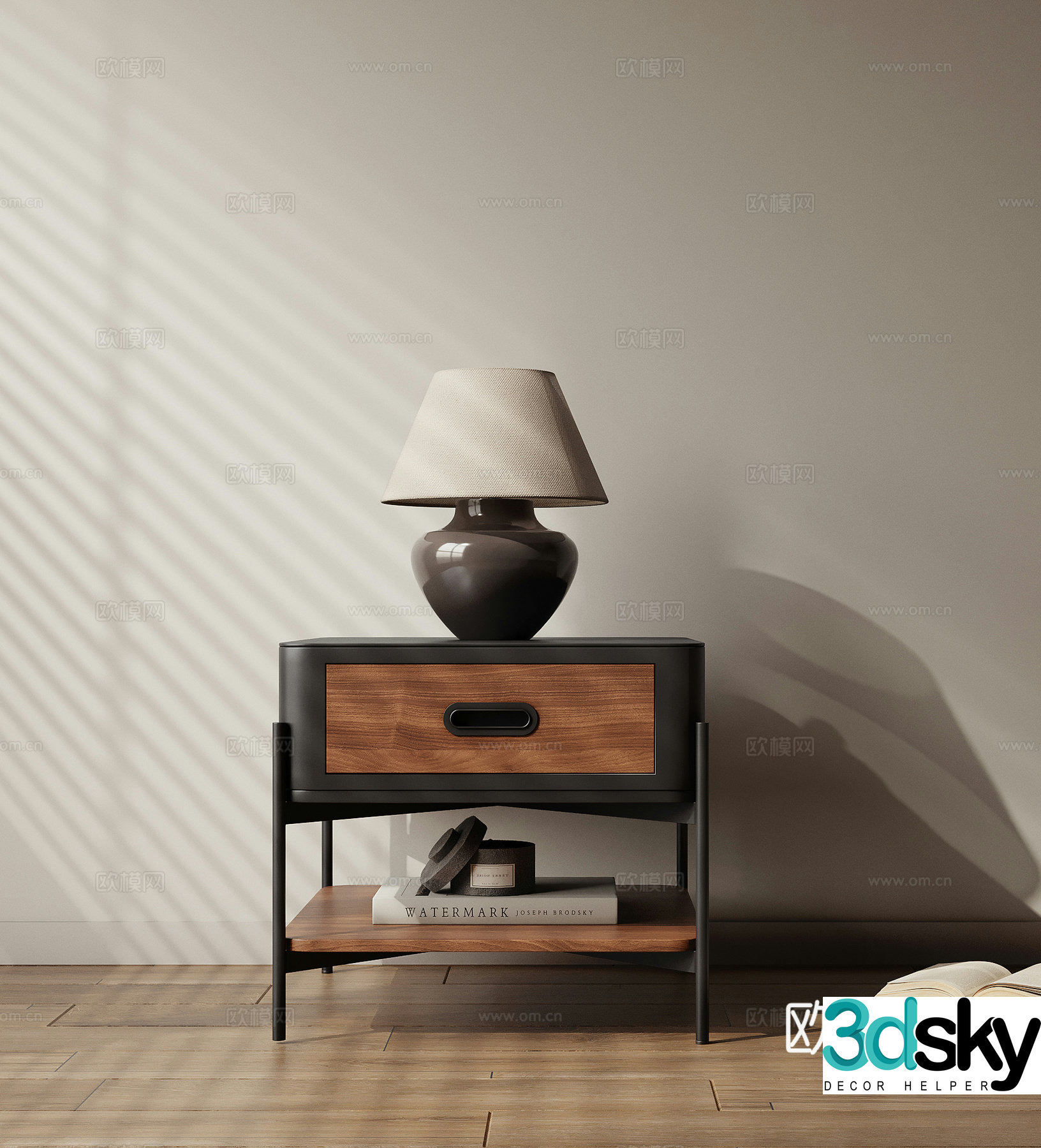 Medieval style bedside table 3d model