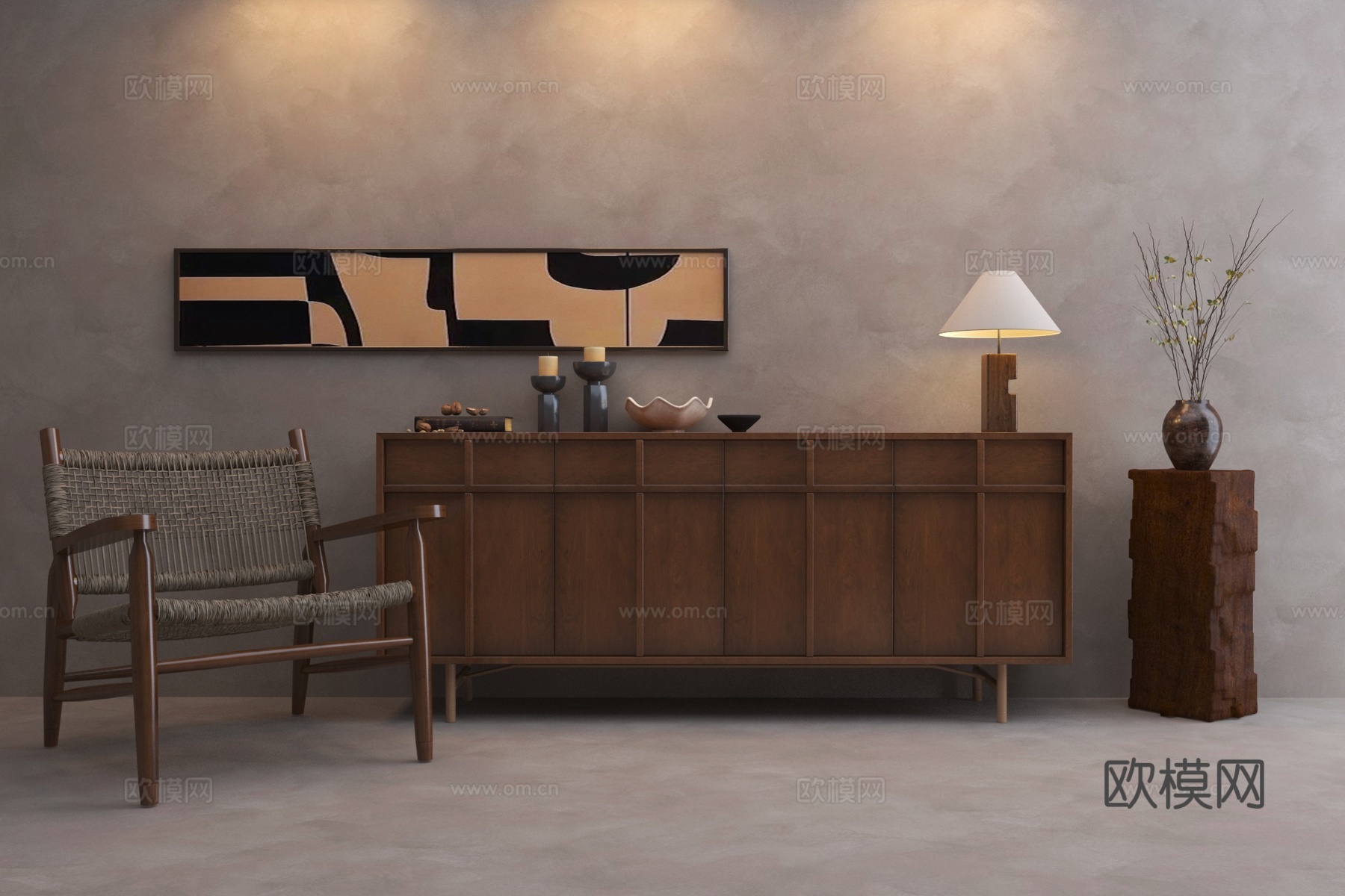 Medieval style leisure chair armchair sideboard 3d model