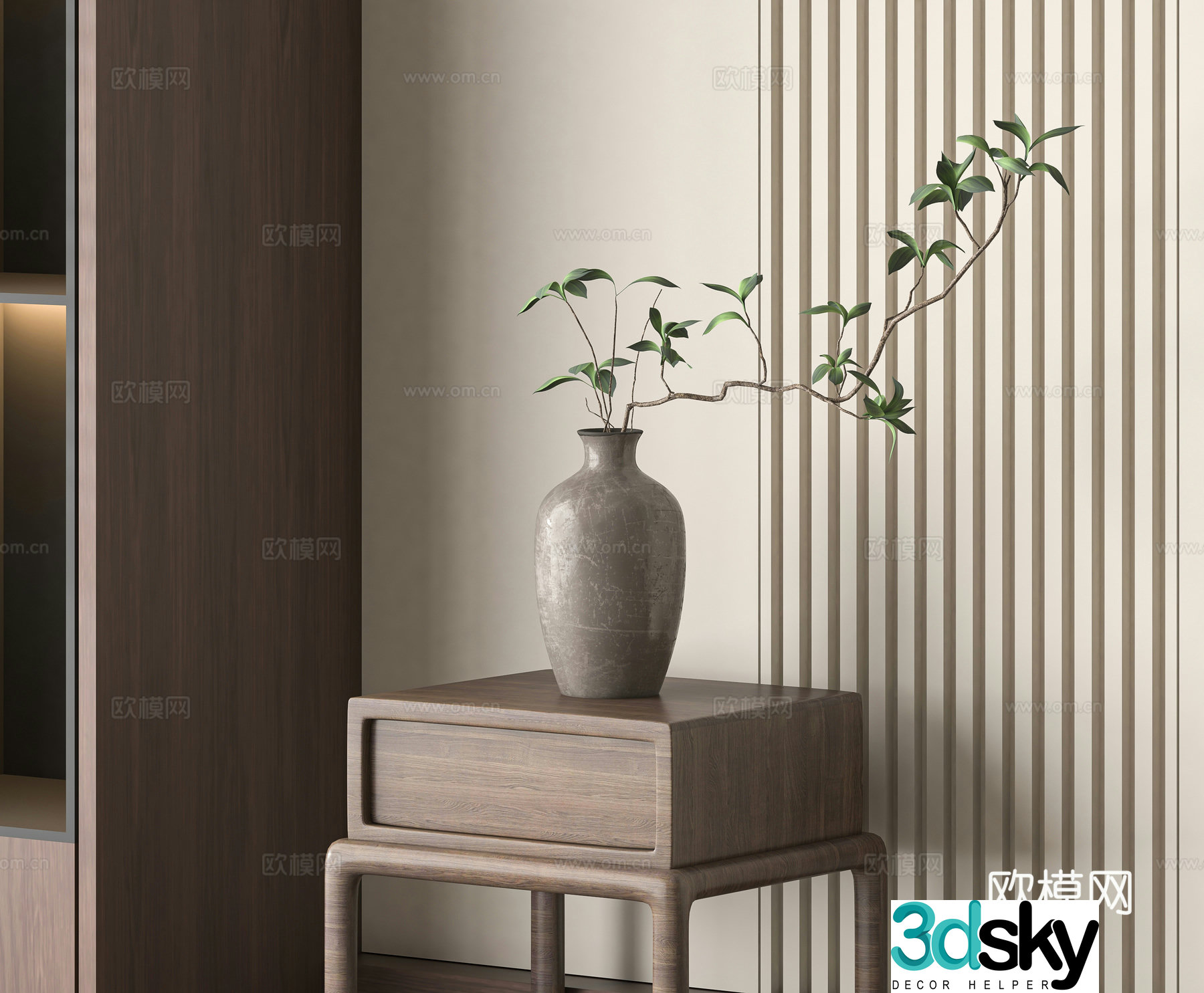 New Chinese style vase floral 3d model