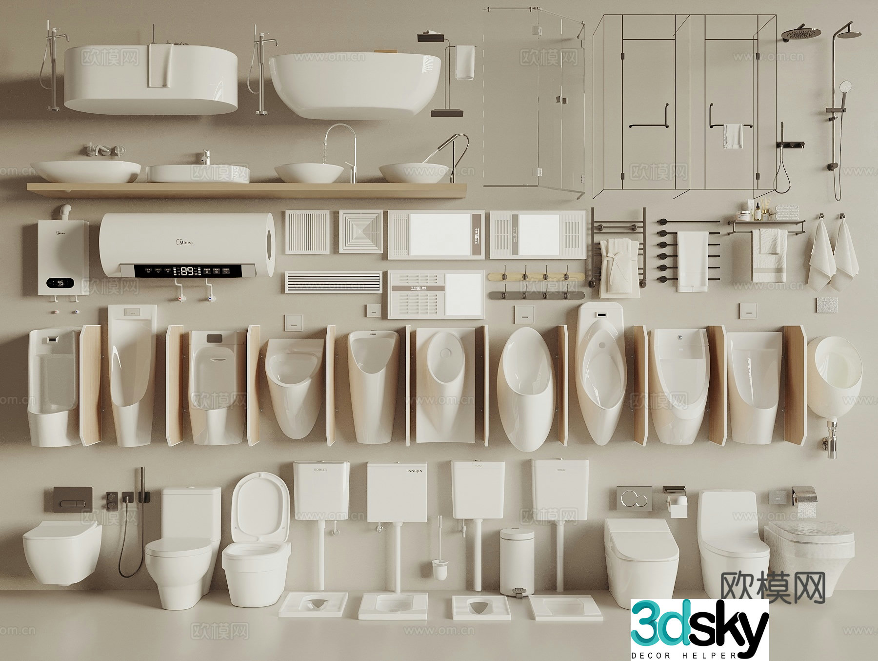 Smart toilet squat toilet urinal 3d model