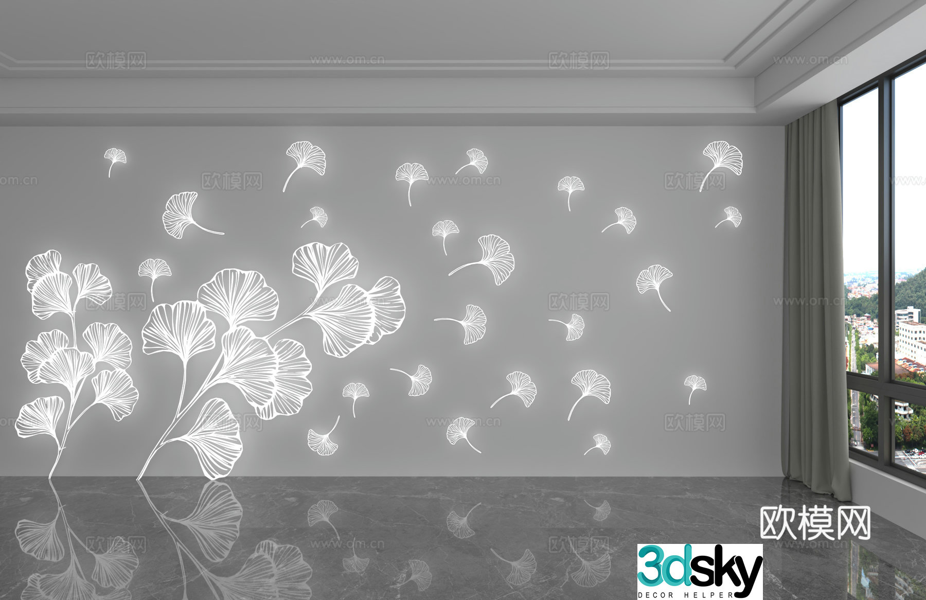 Modern dandelion glowing wall background wall 3d model