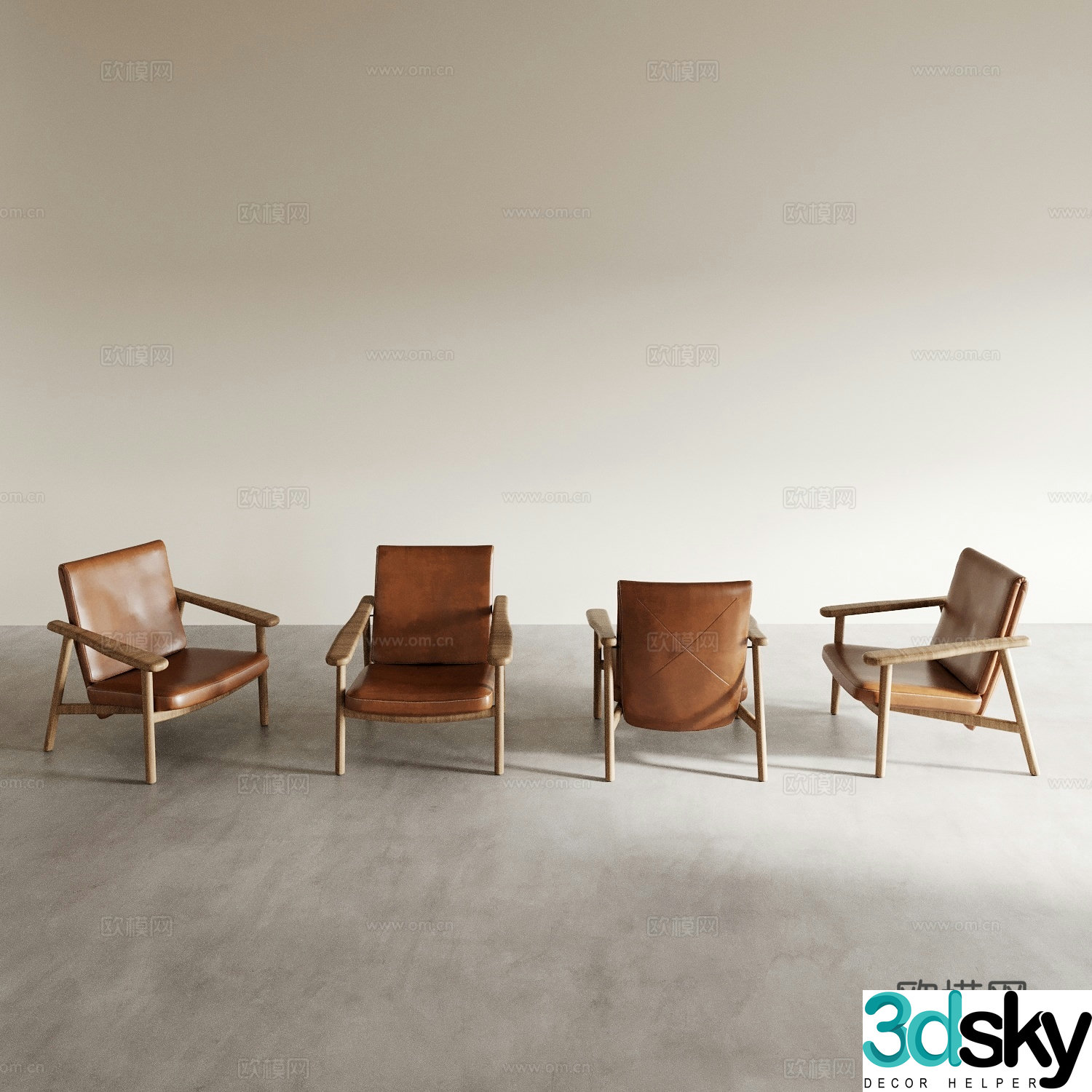 Log style armchair sofa chair back chair 3d model