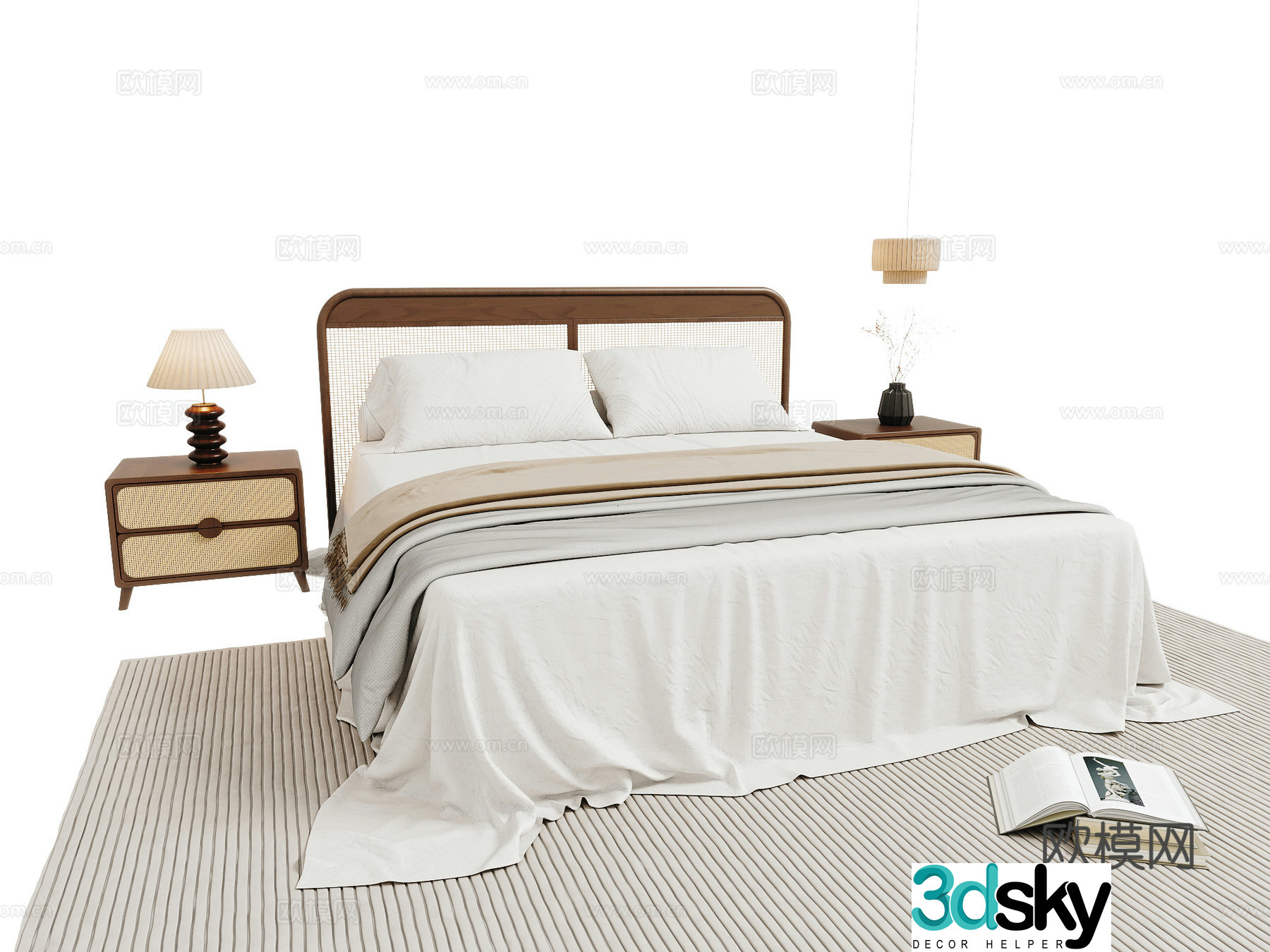 Medieval style double bed 3d model