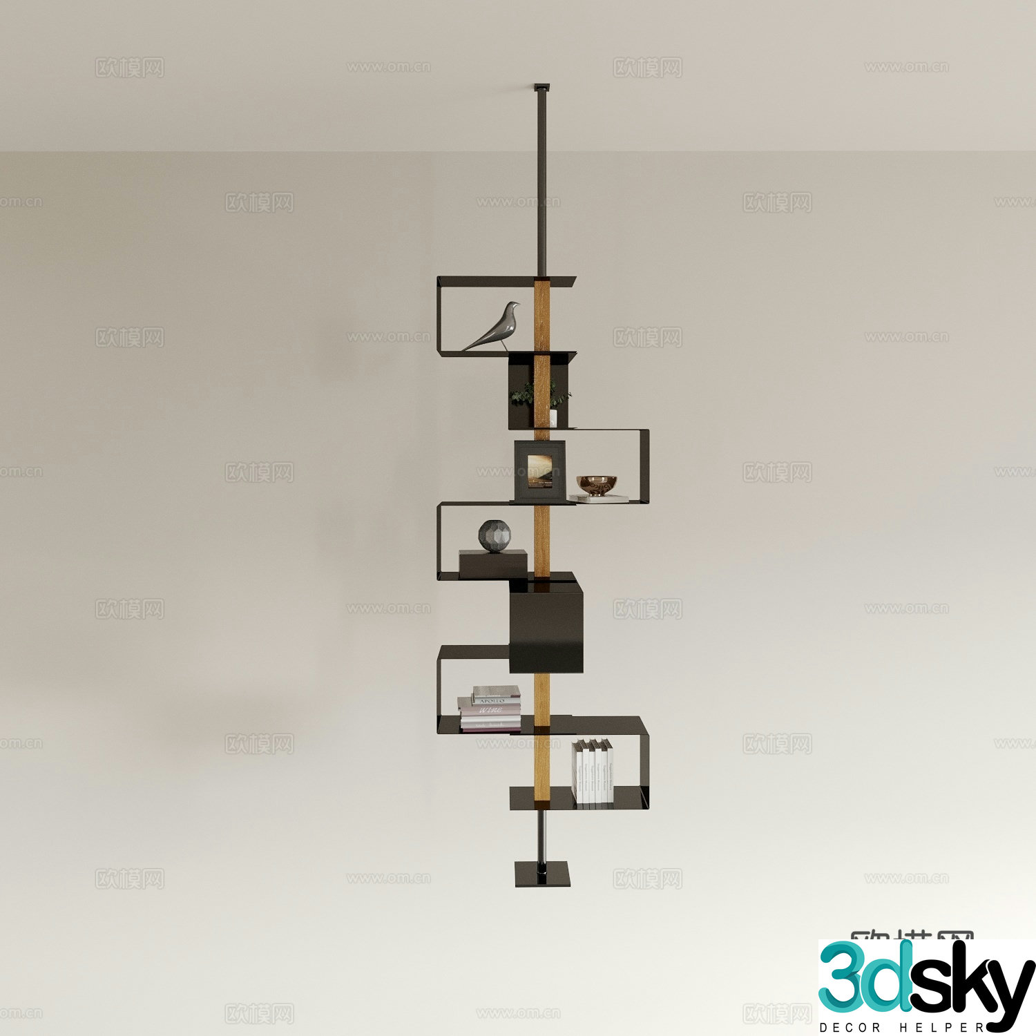 Hanging bookshelf hanger decorative shelf 3d model