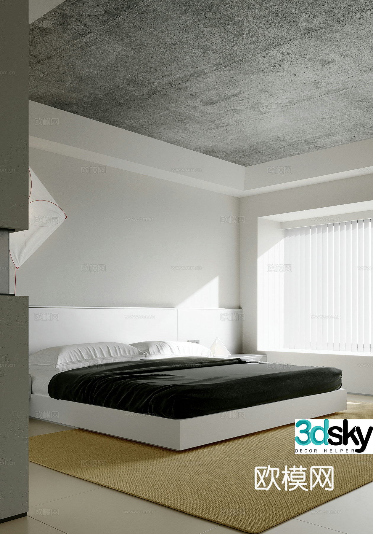 Modern minimalist bedroom master bedroom 3d model