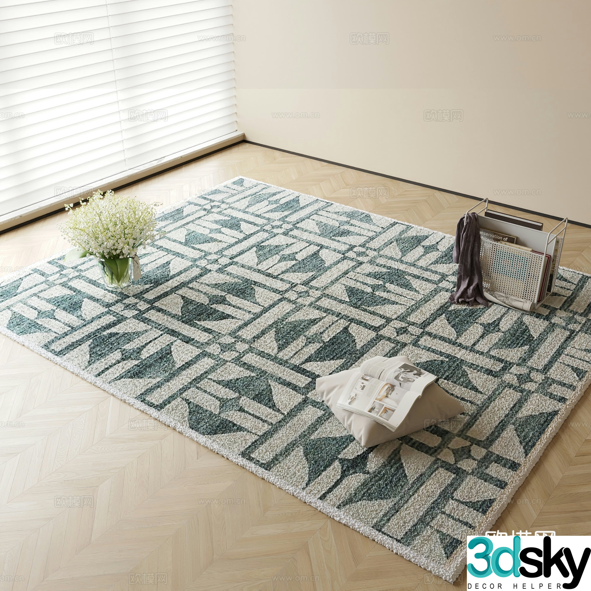 Modern geometric pattern carpet 3d model