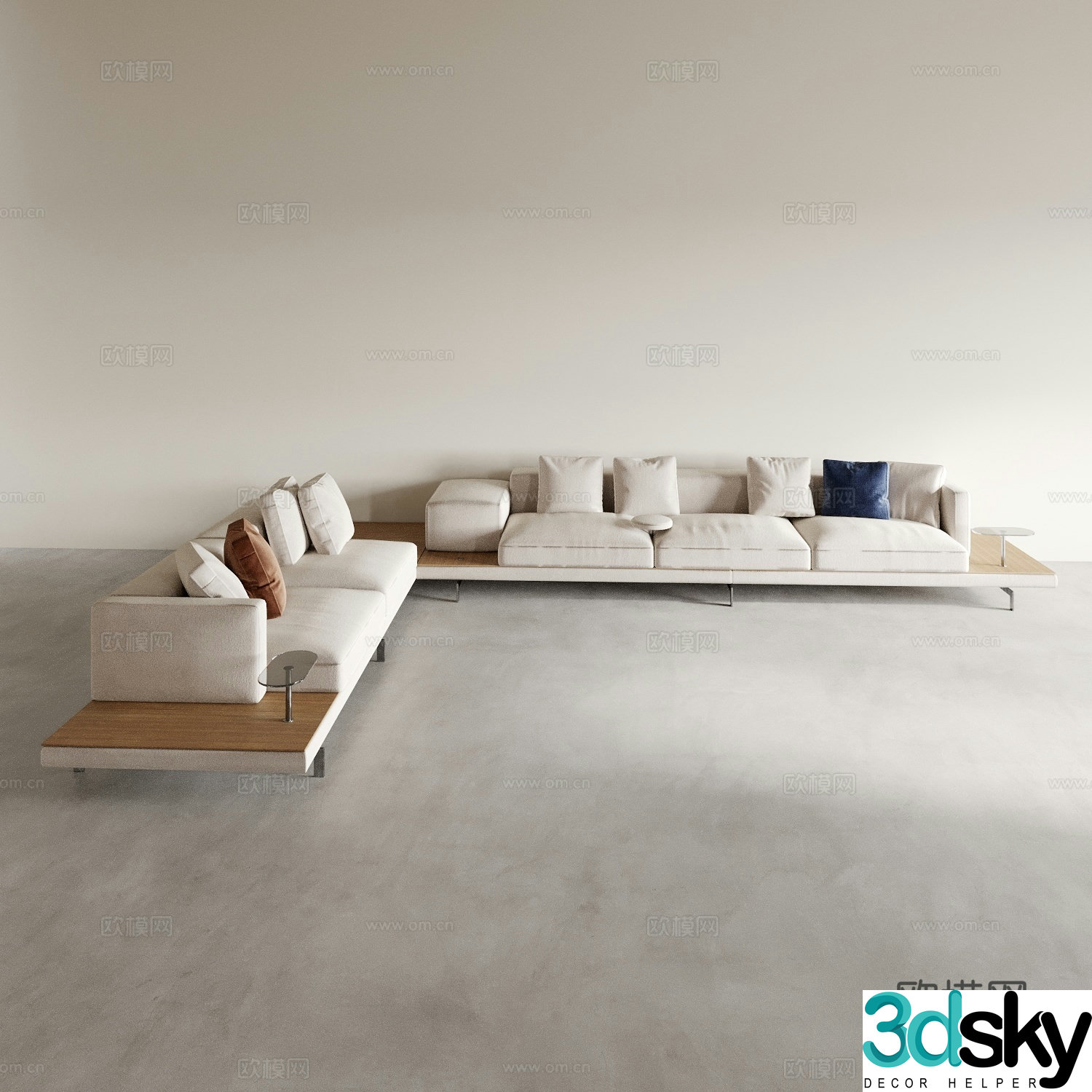 Modern corner sofa multi-person sofa 3d model
