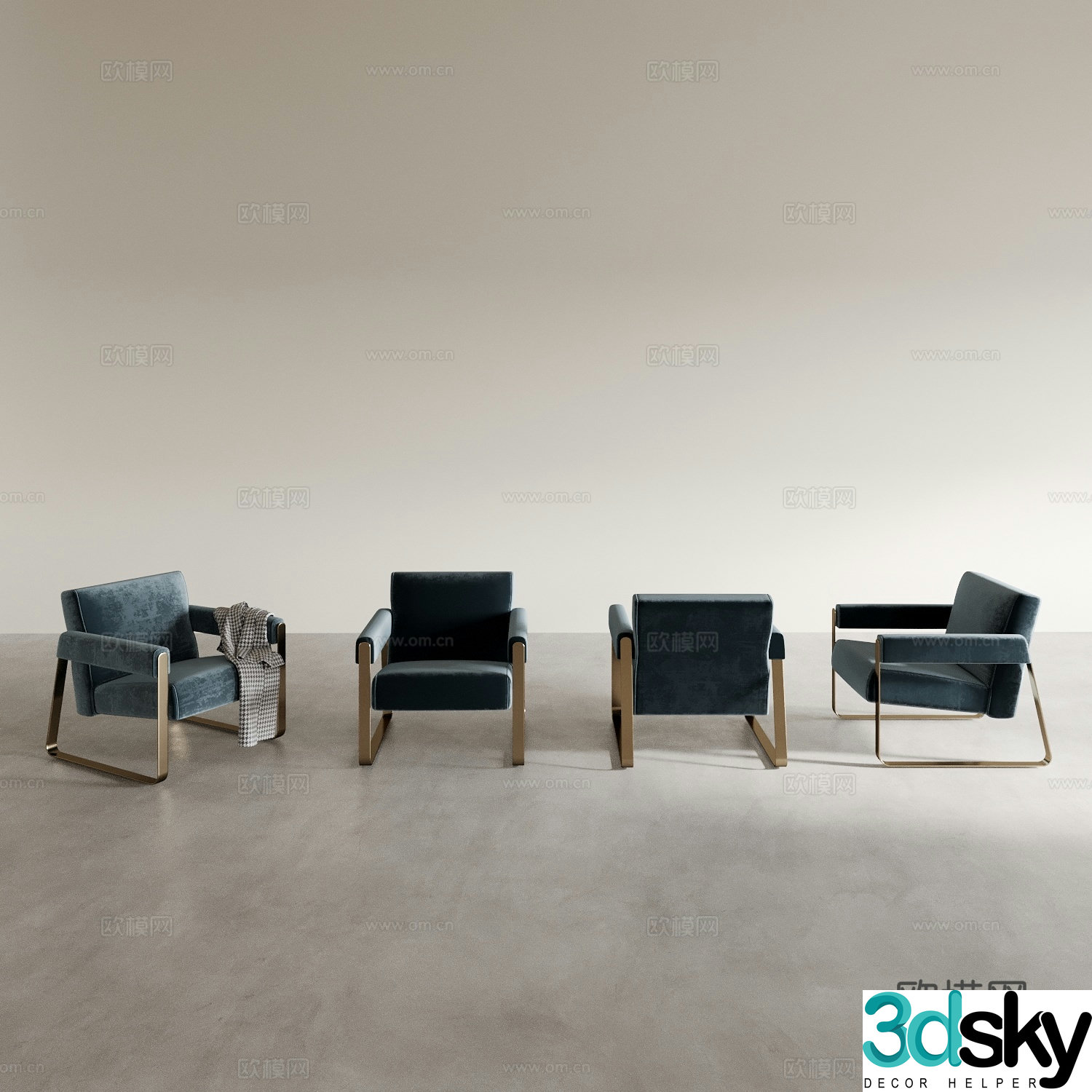 Modern armchair leisure chair fabric chair 3d model