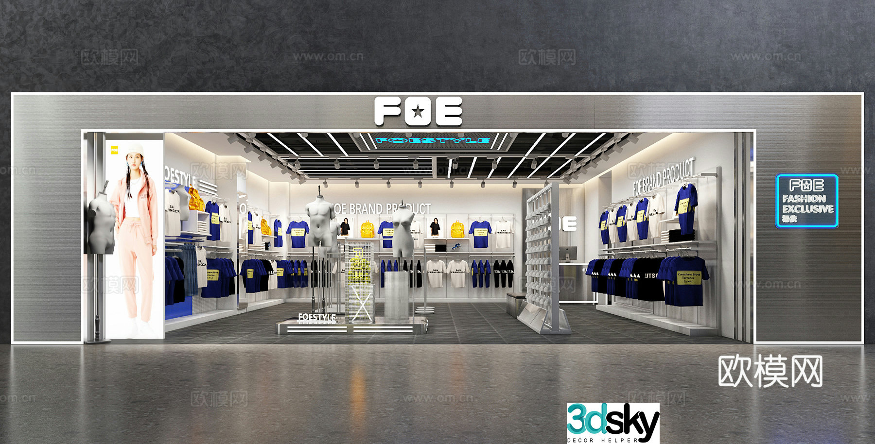 Modern clothing store 3d model