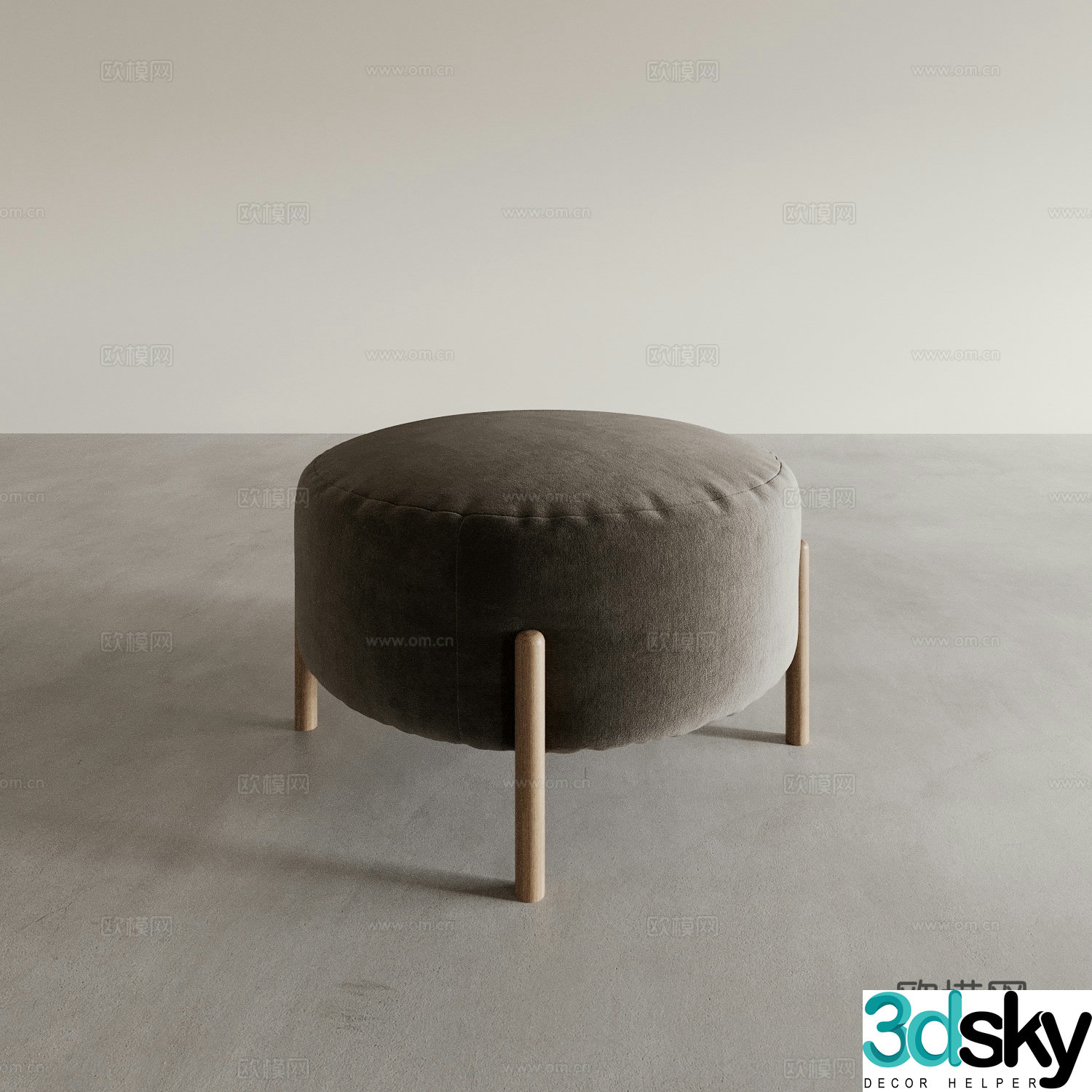 Modern round stool dressing stool shoe changing stool sofa stool piano stool 3D model