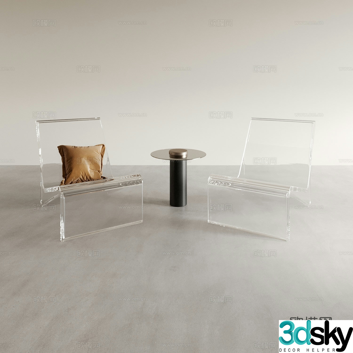 Modern acrylic lounge chair transparent chair 3d model