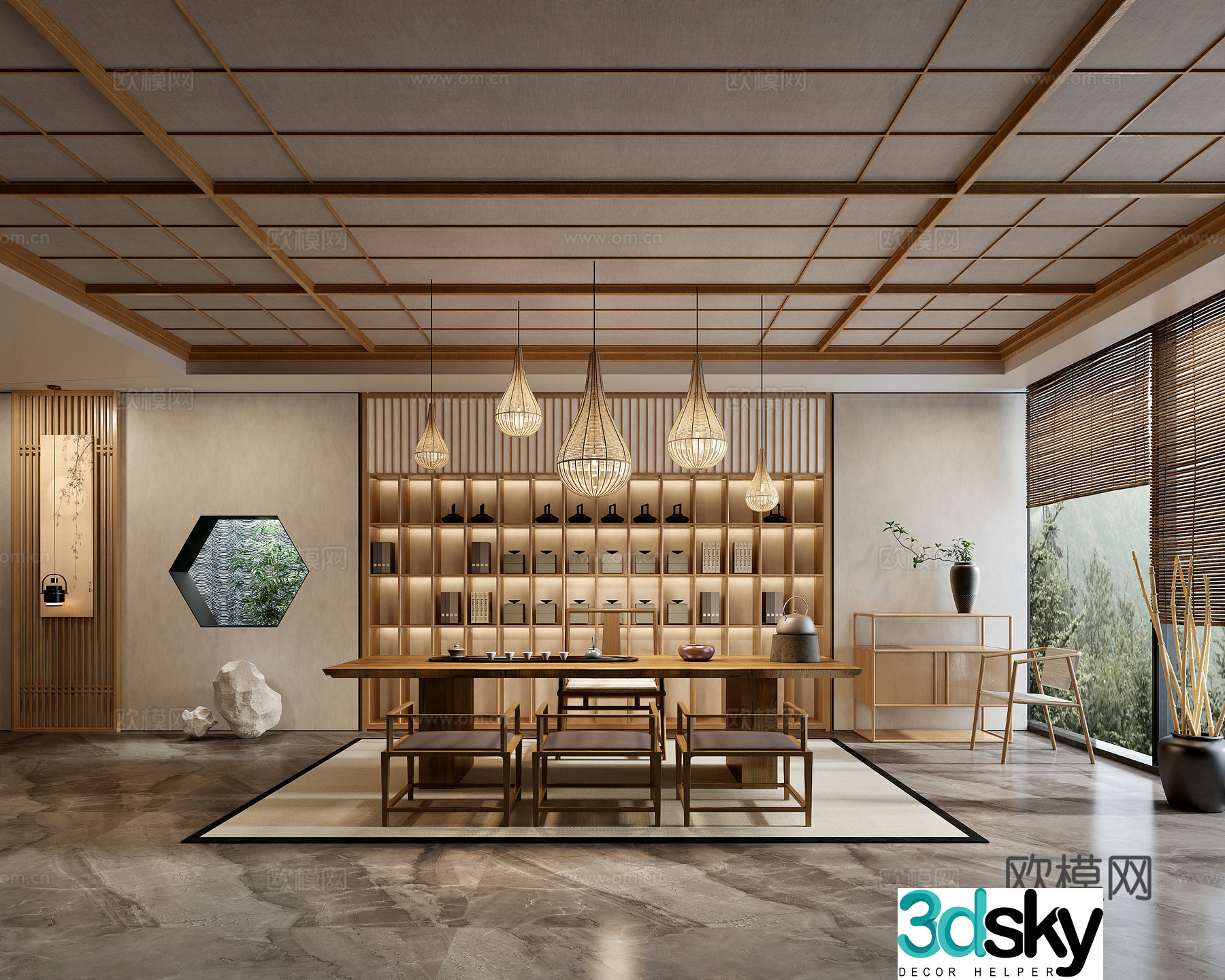 New Chinese tea room 3d model