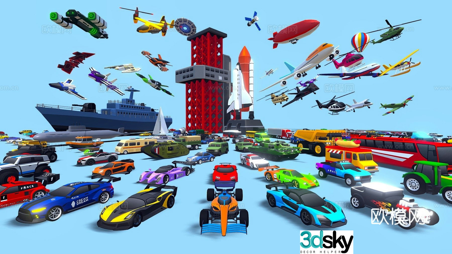 city â€‹â€‹vehicle toy car airplane 3d model