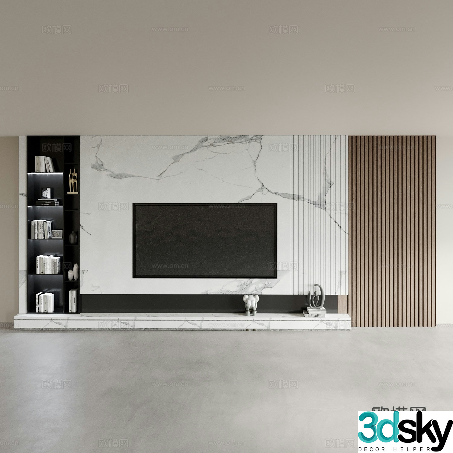 Modern TV background wall TV background cabinet 3D model
