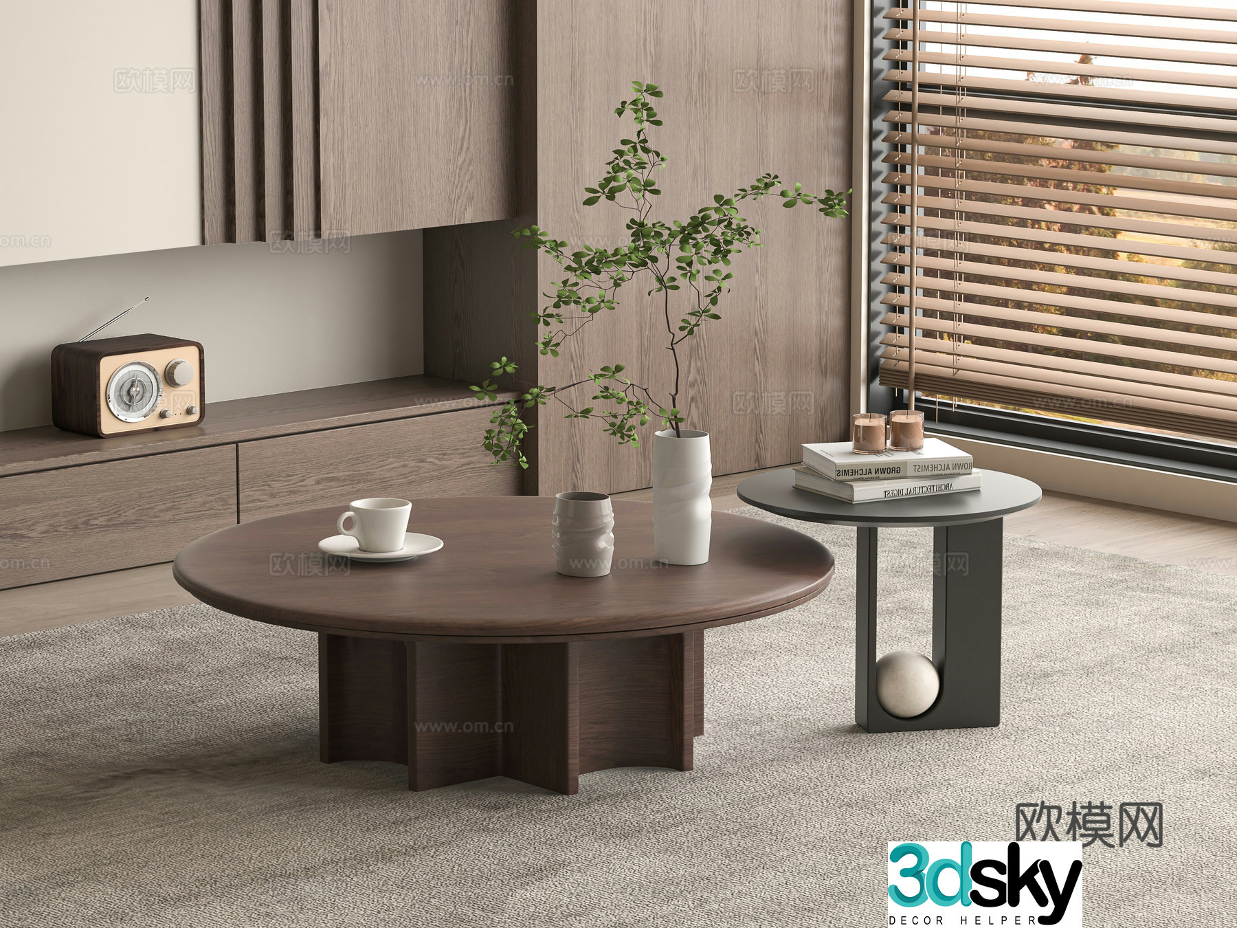 Medieval style coffee table mother-in-law coffee table 3d model