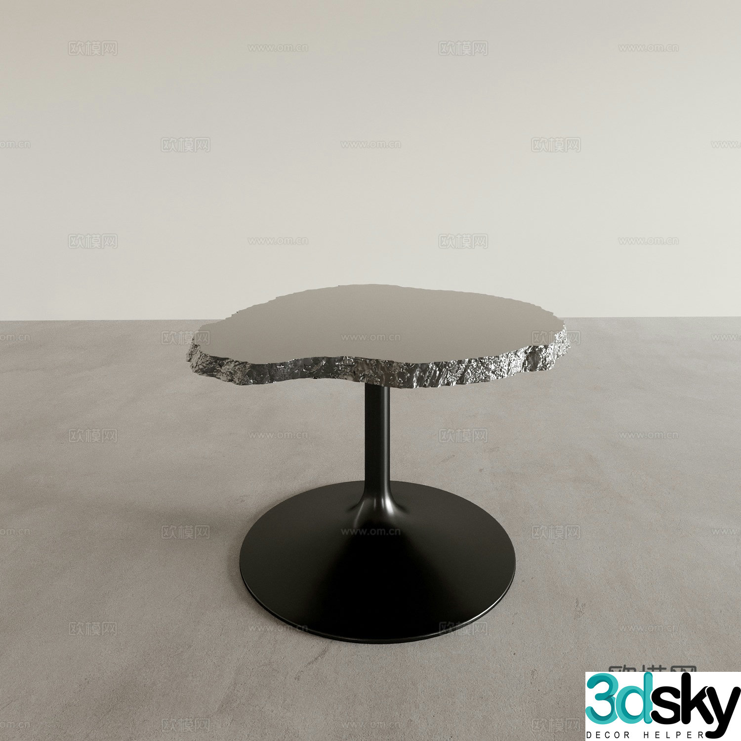 Modern stone corner table side table special-shaped side table 3D model