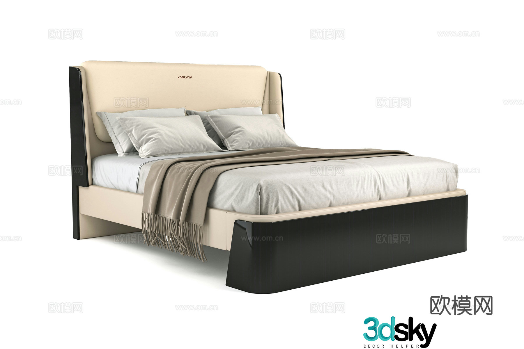 Modern double bed 3d model