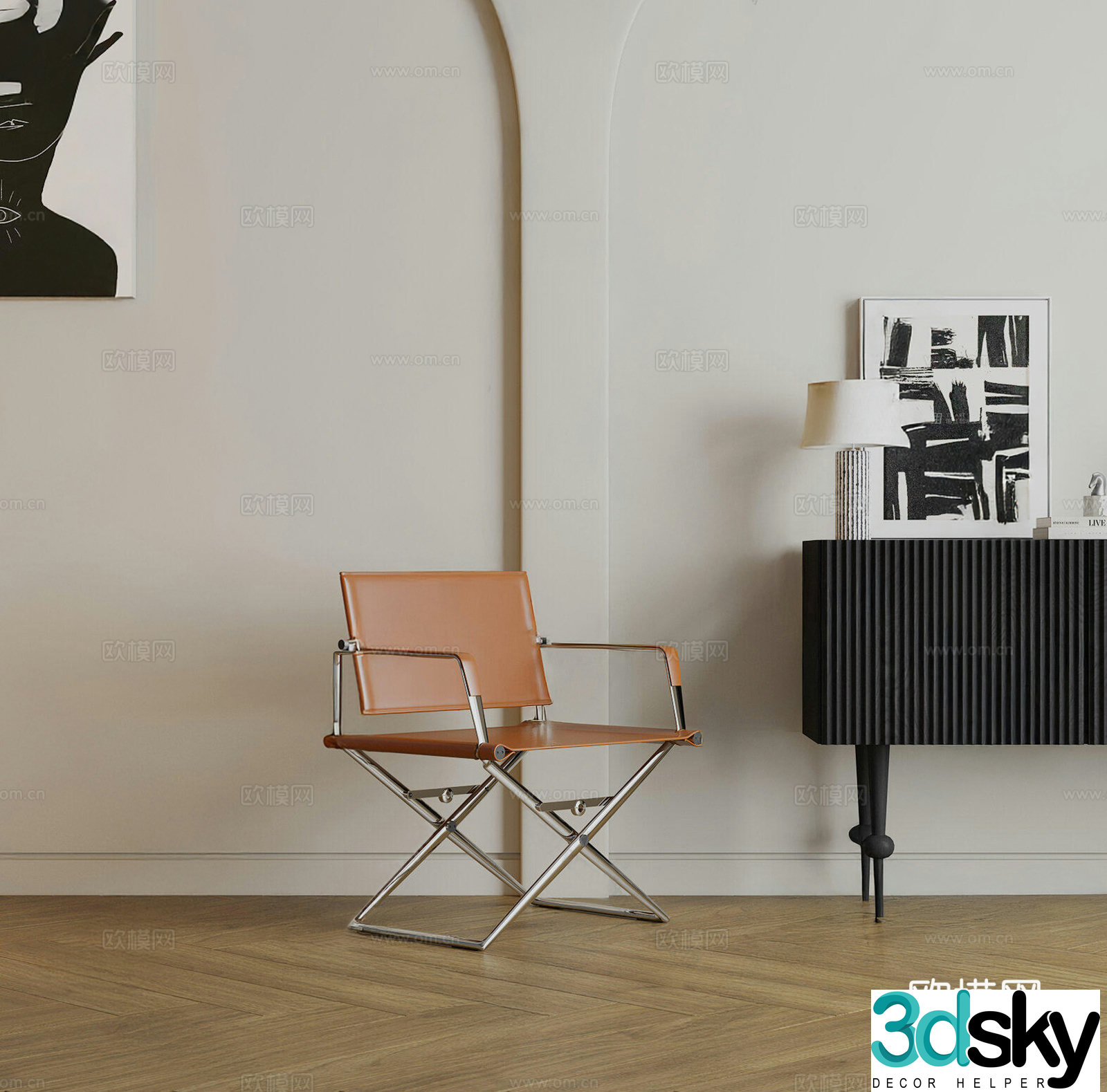 Leather chair lounge chair 3d model