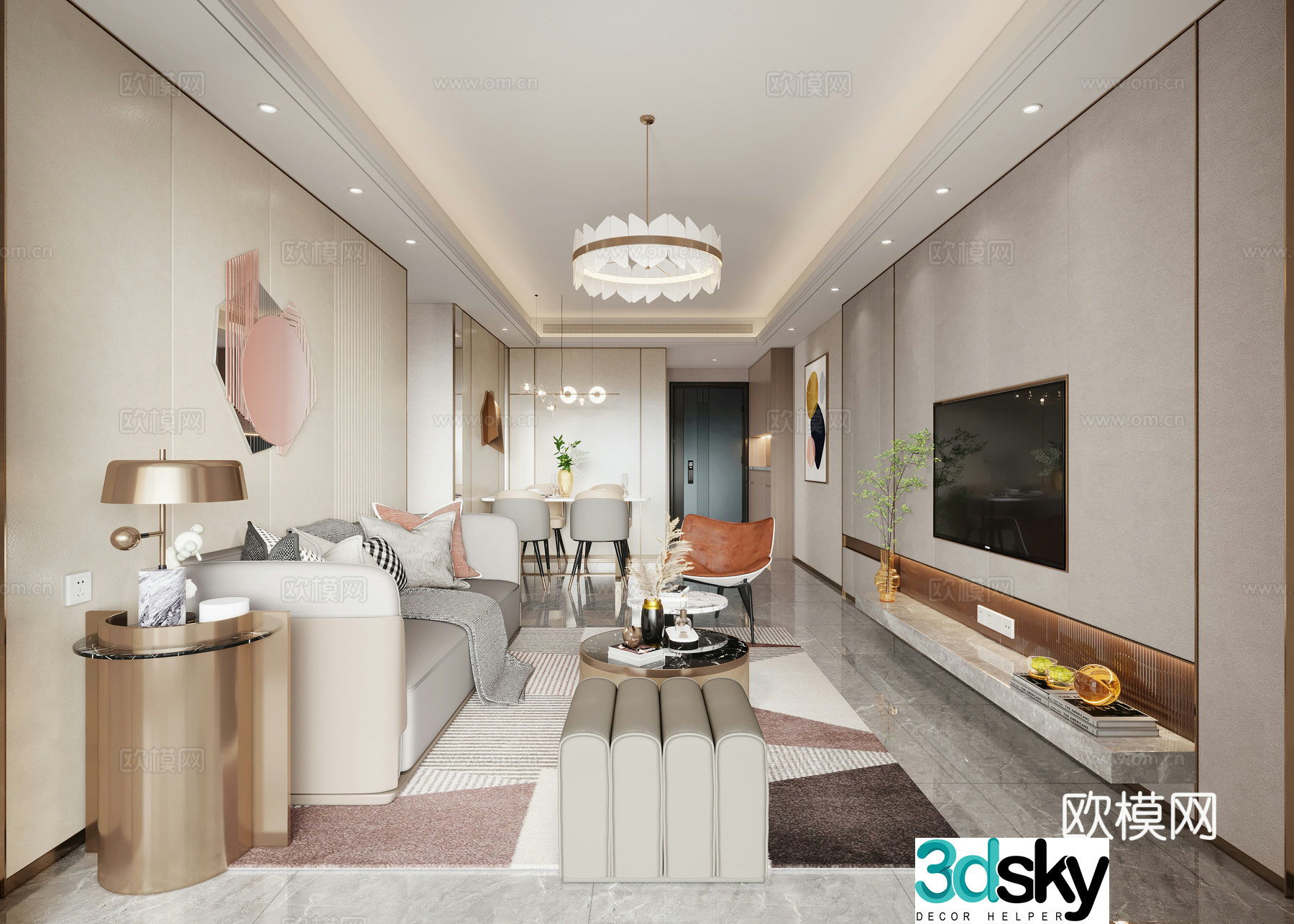 Modern guest restaurant 3d model