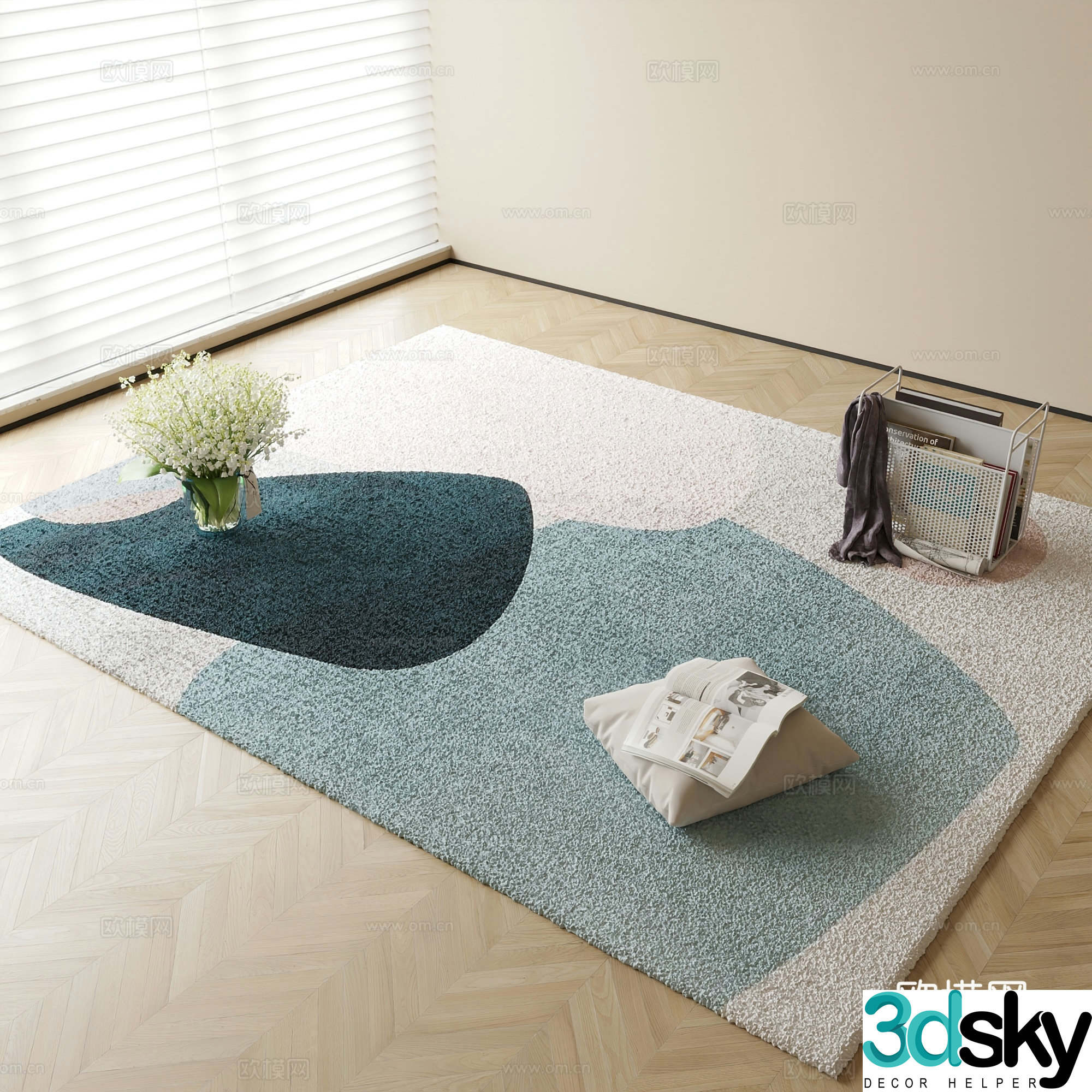 Modern carpet square rug 3d model