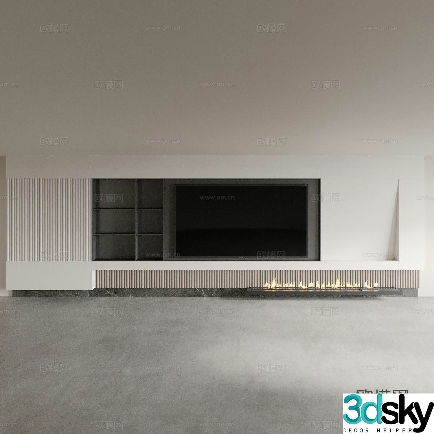 Modern integrated TV cabinet TV background wall 3D model