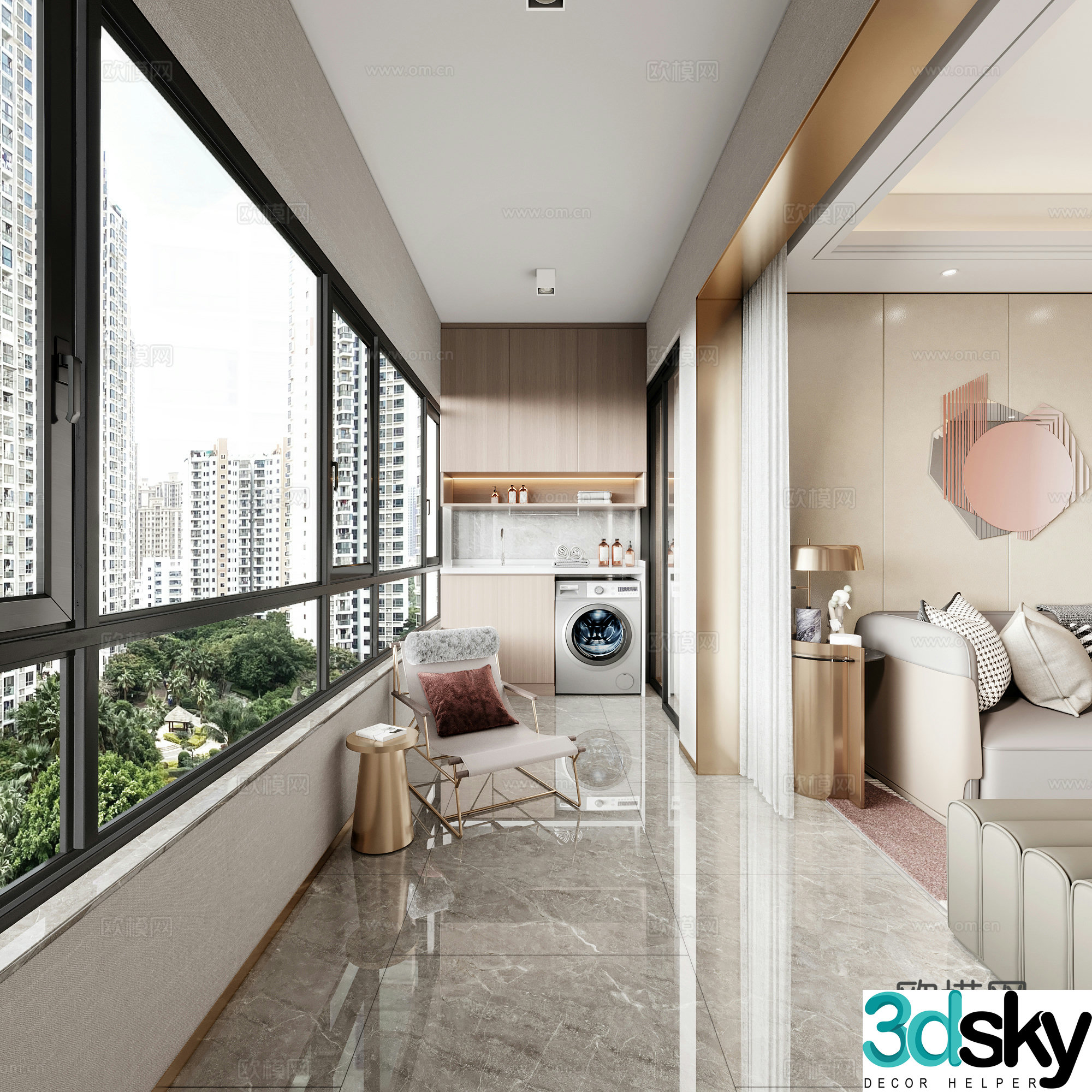 Living balcony Leisure balcony 3d model
