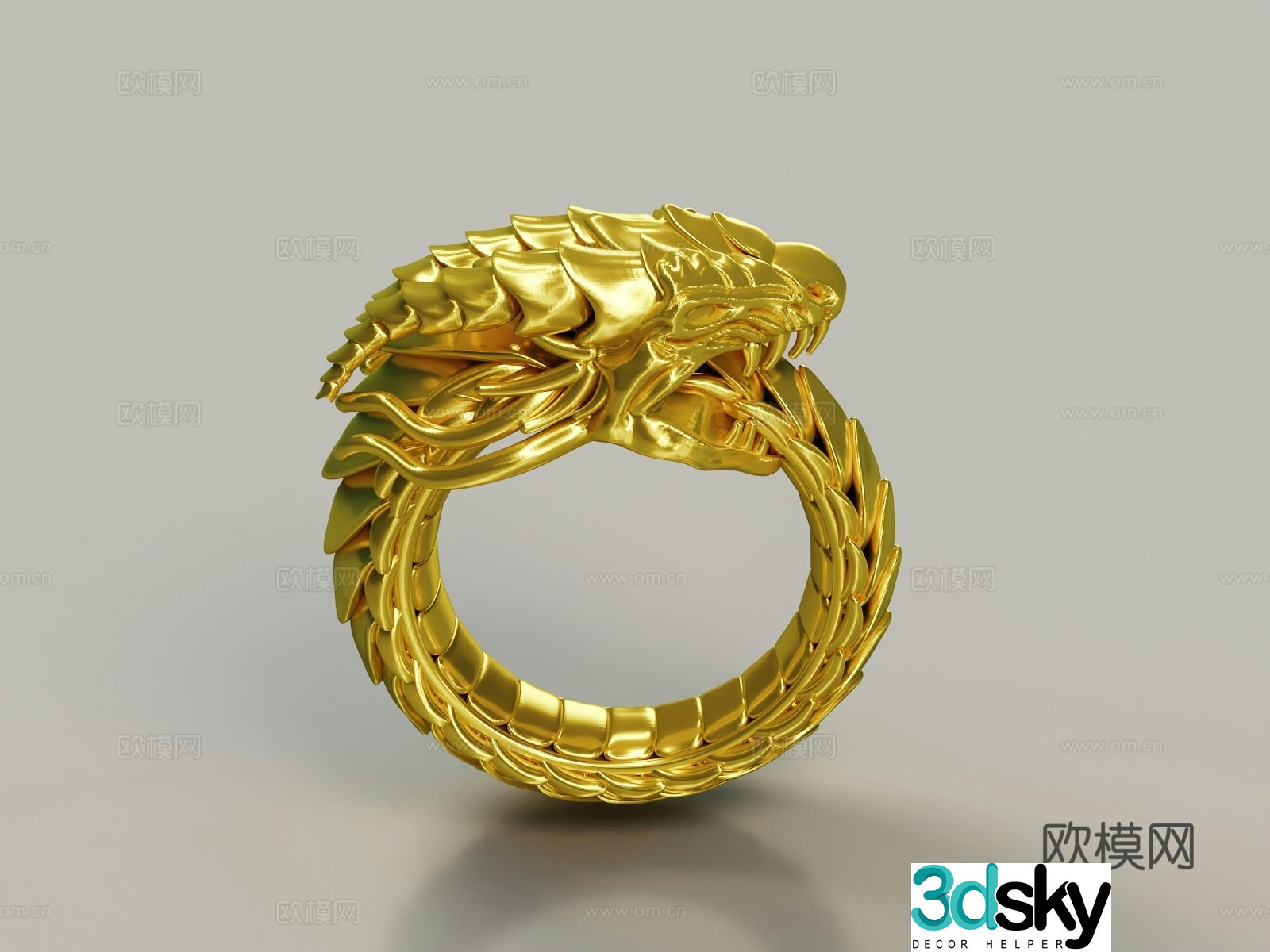 Golden dragon ring jewelry 3d model