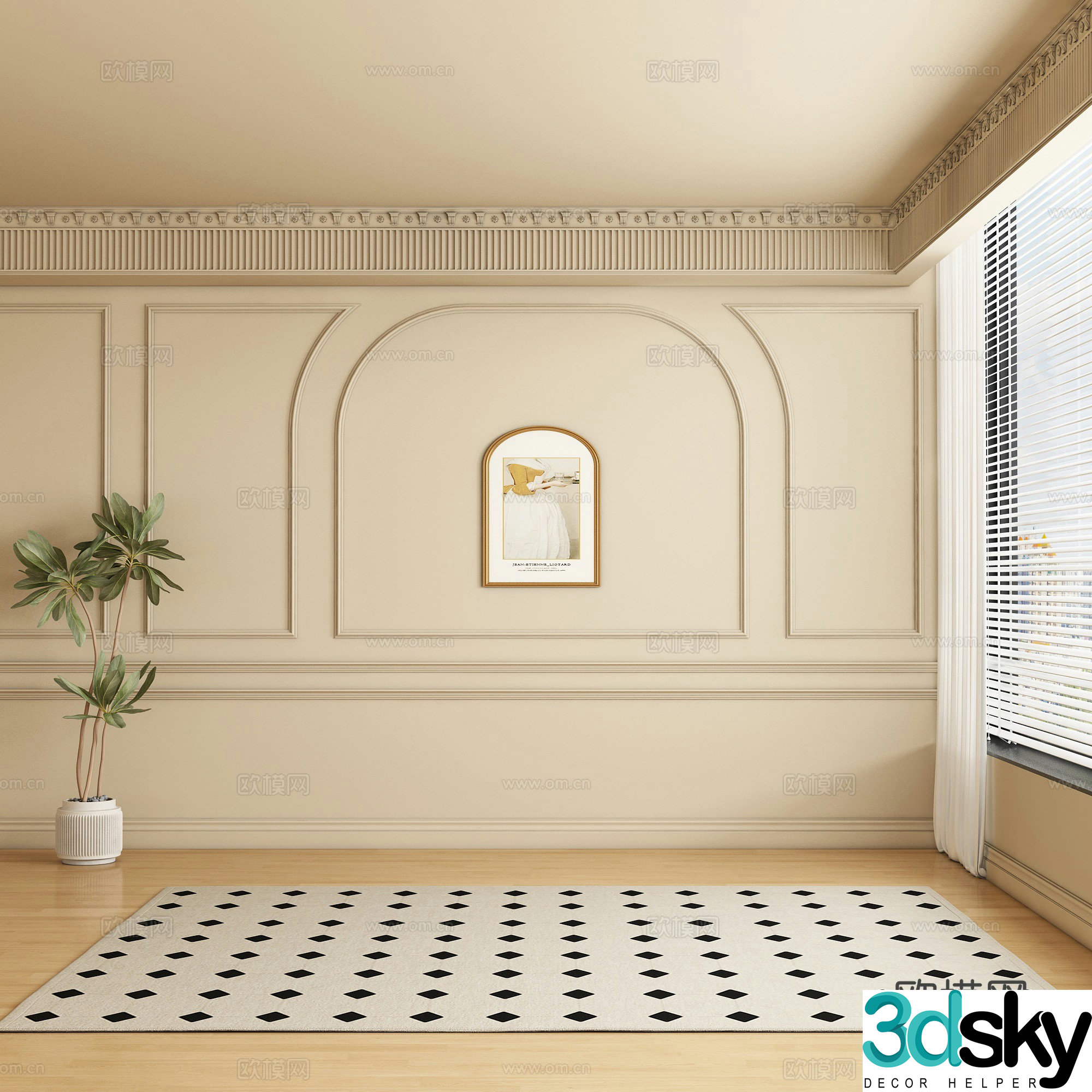 French sofa background wall 3d model