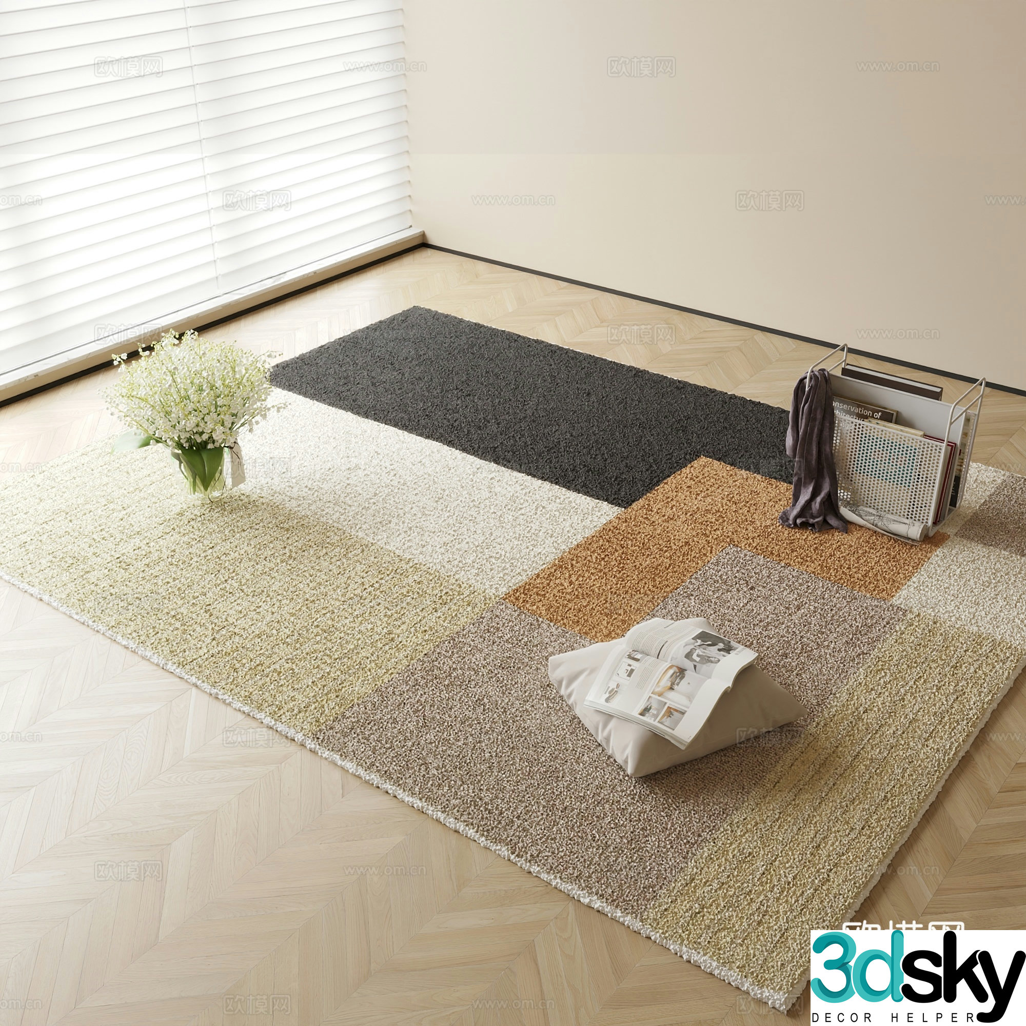 Modern geometric pattern carpet 3d model