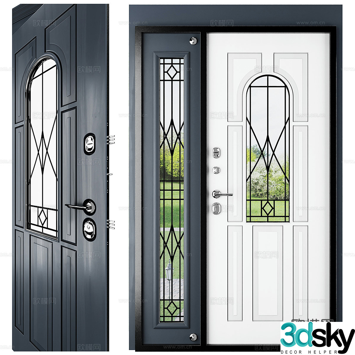 Single door flat door painted door 3d model