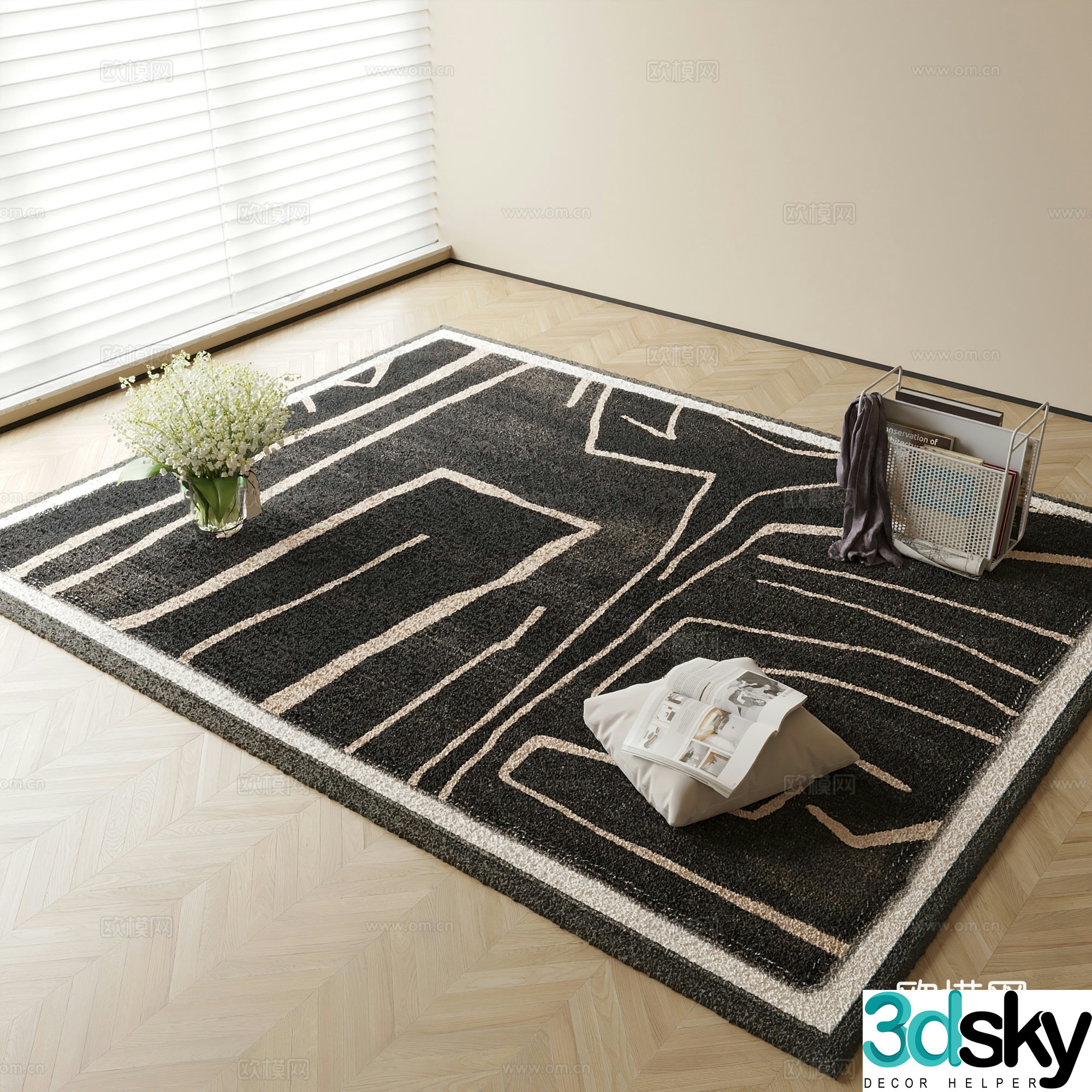 Modern carpet Square carpet 3d model