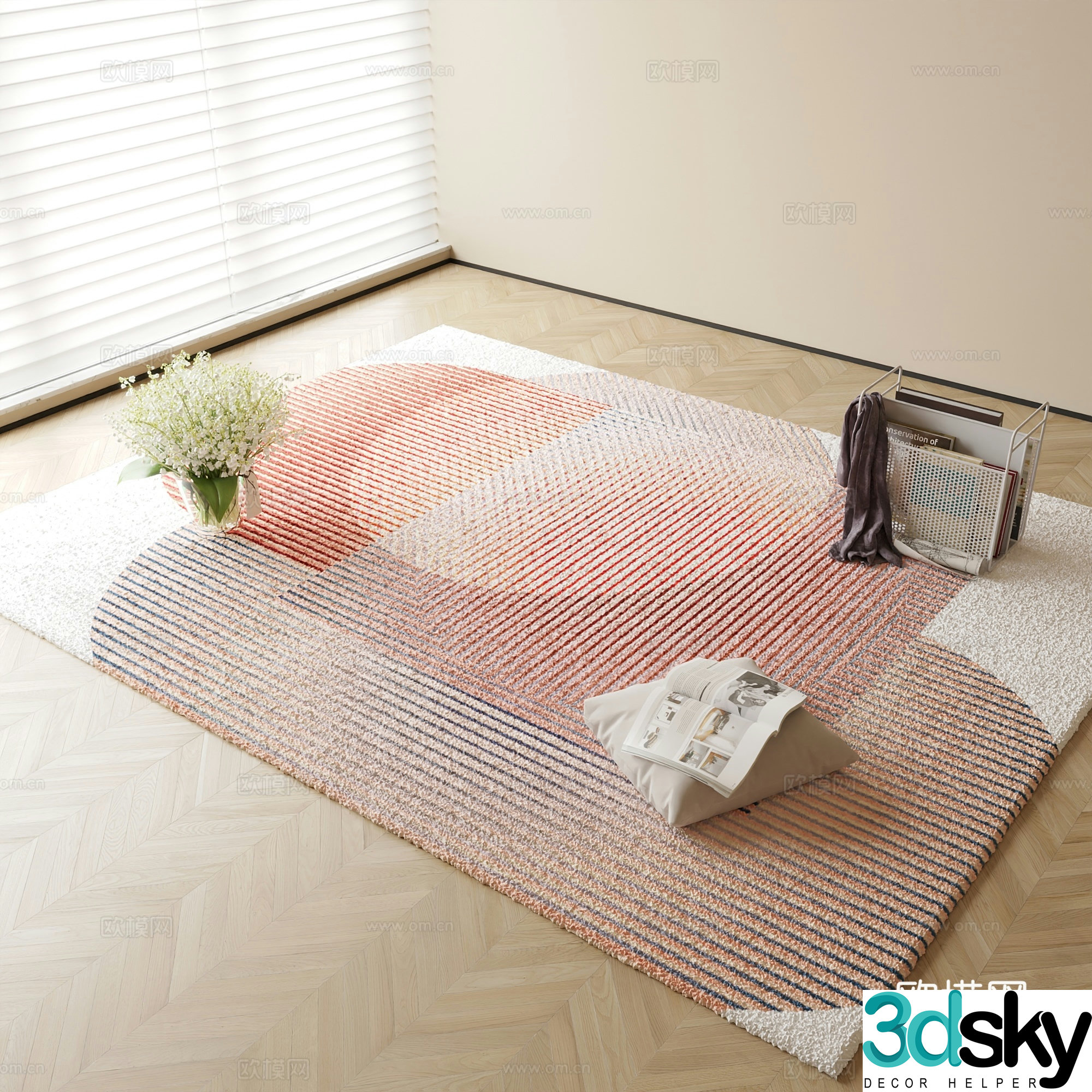 Modern geometric pattern carpet 3d model