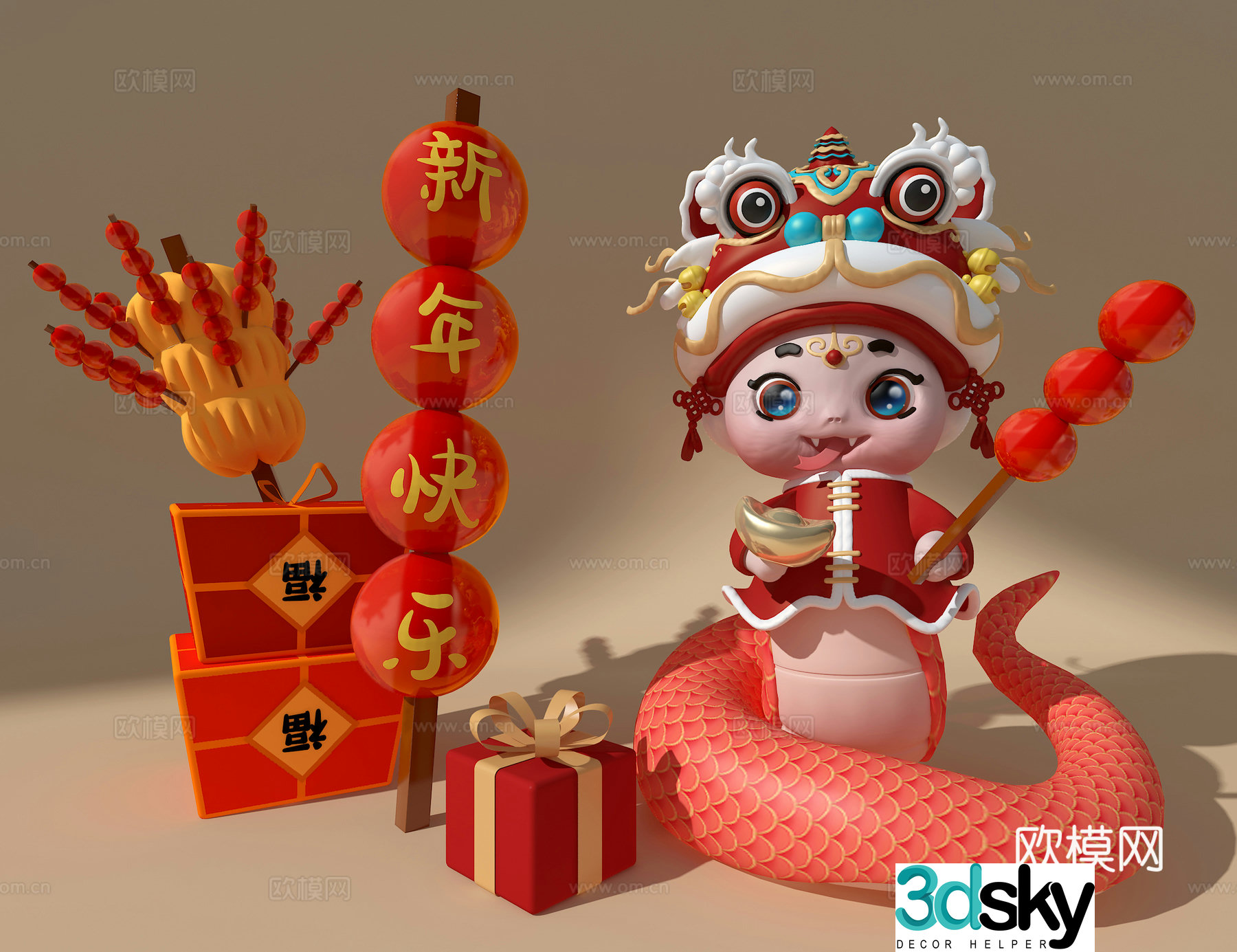 Beautiful presentation for the Year of the Snake beautiful presentation for the New Year photo check-in 3D model