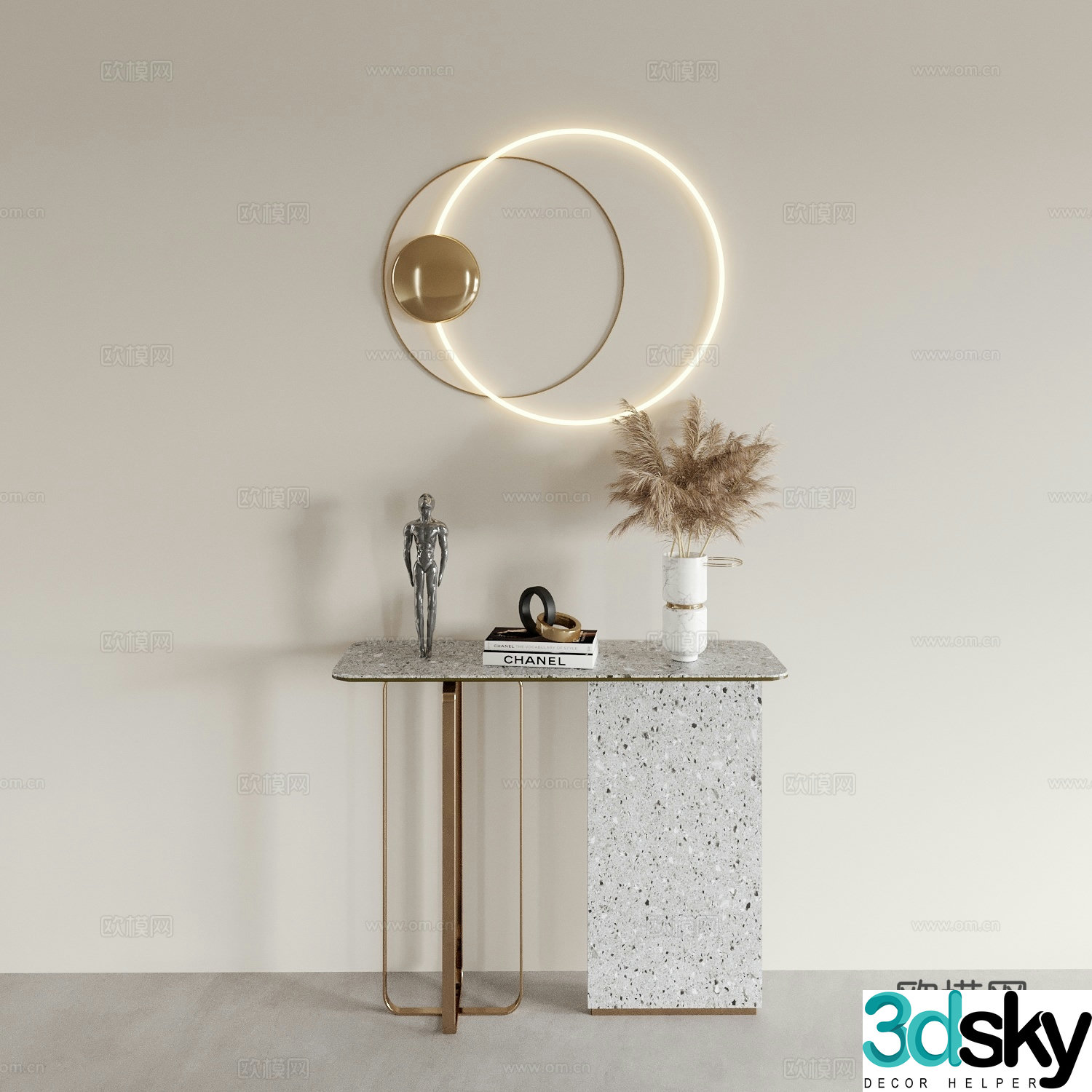 Light luxury entrance desk Duanjingdai 3D model