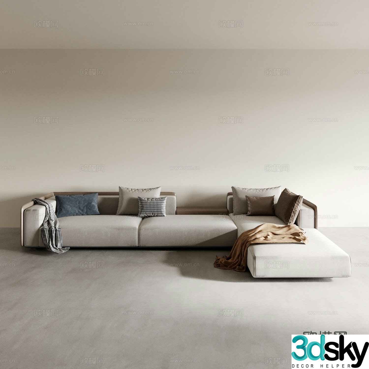 Modern corner sofa three-person sofa leisure sofa 3d model
