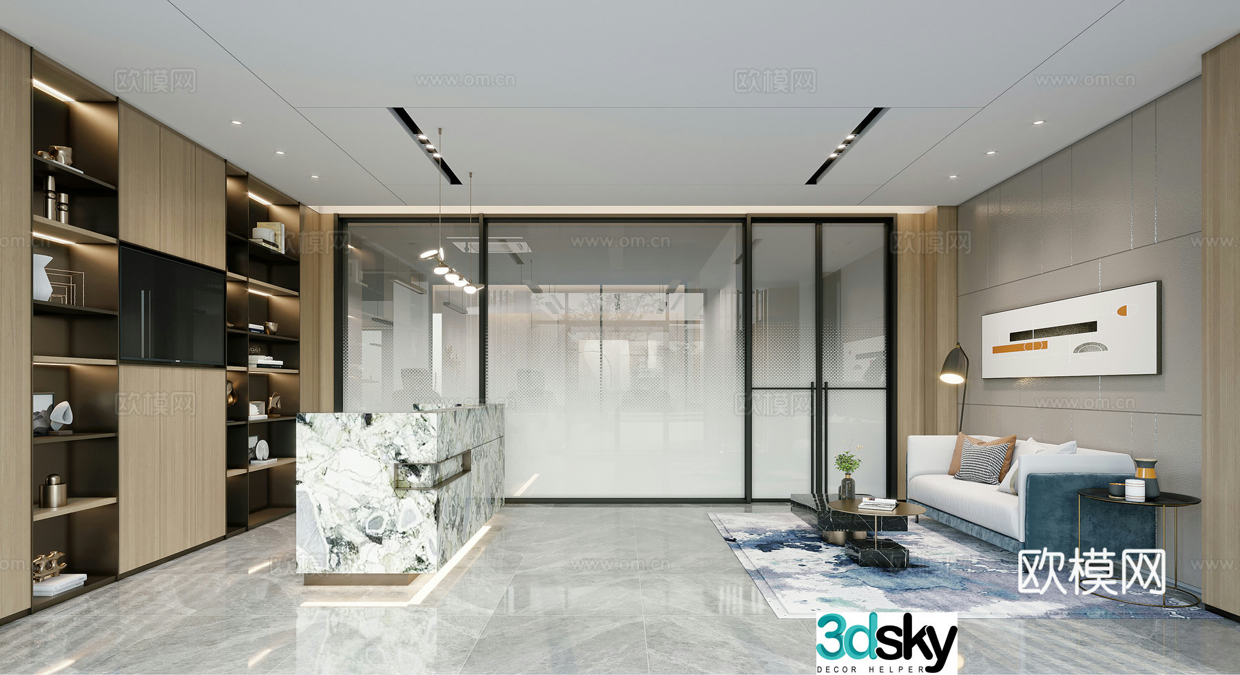 Company front desk reception 3d model