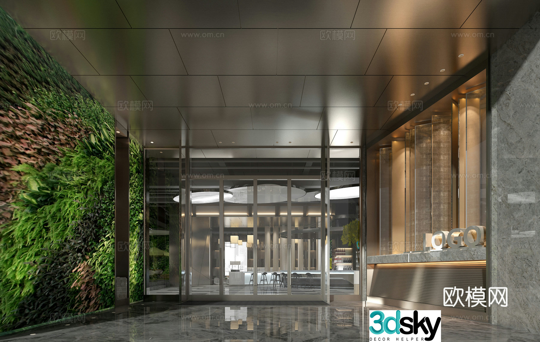 Modern hotel lobby 3d model