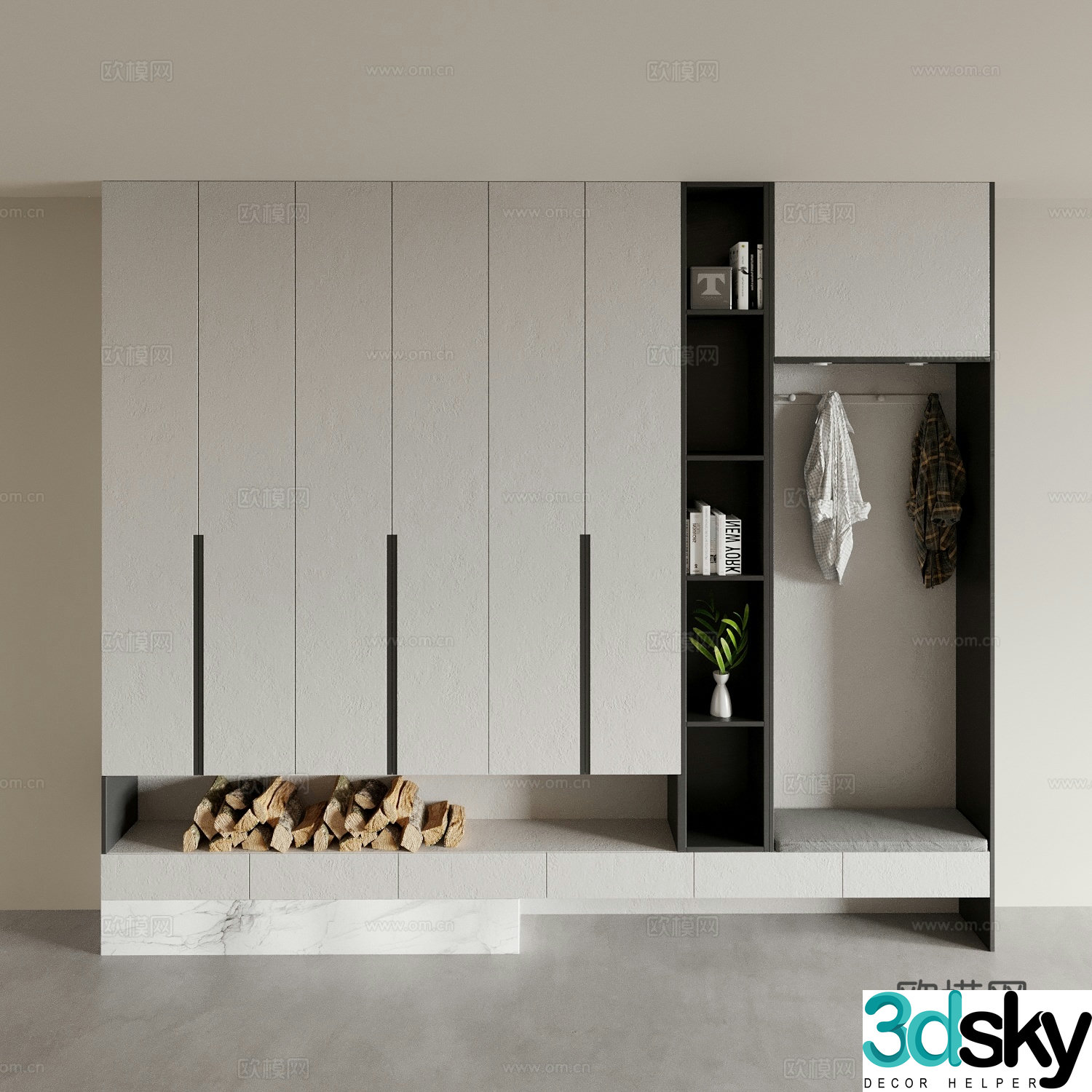 Modern integrated wardrobe 3d model