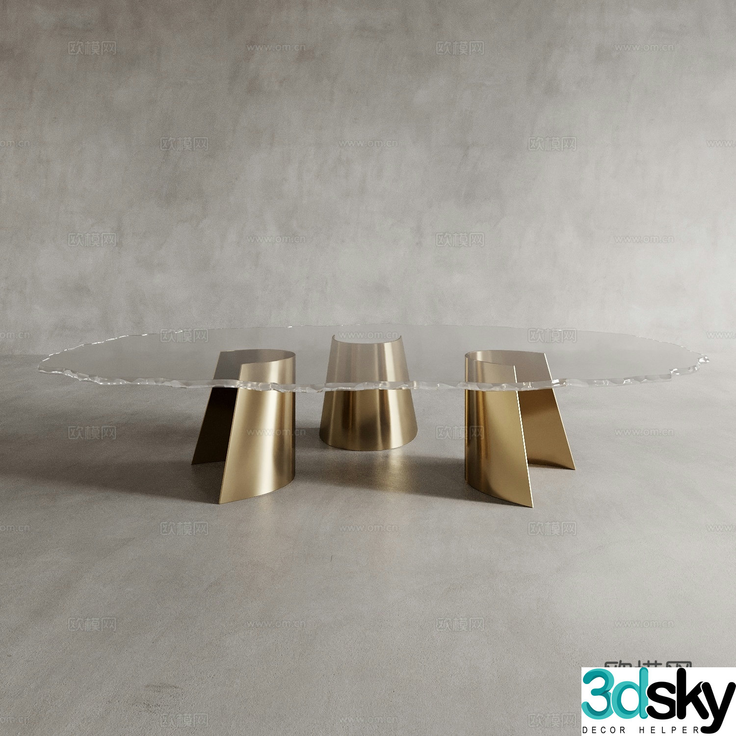 Italian glass coffee table 3d model
