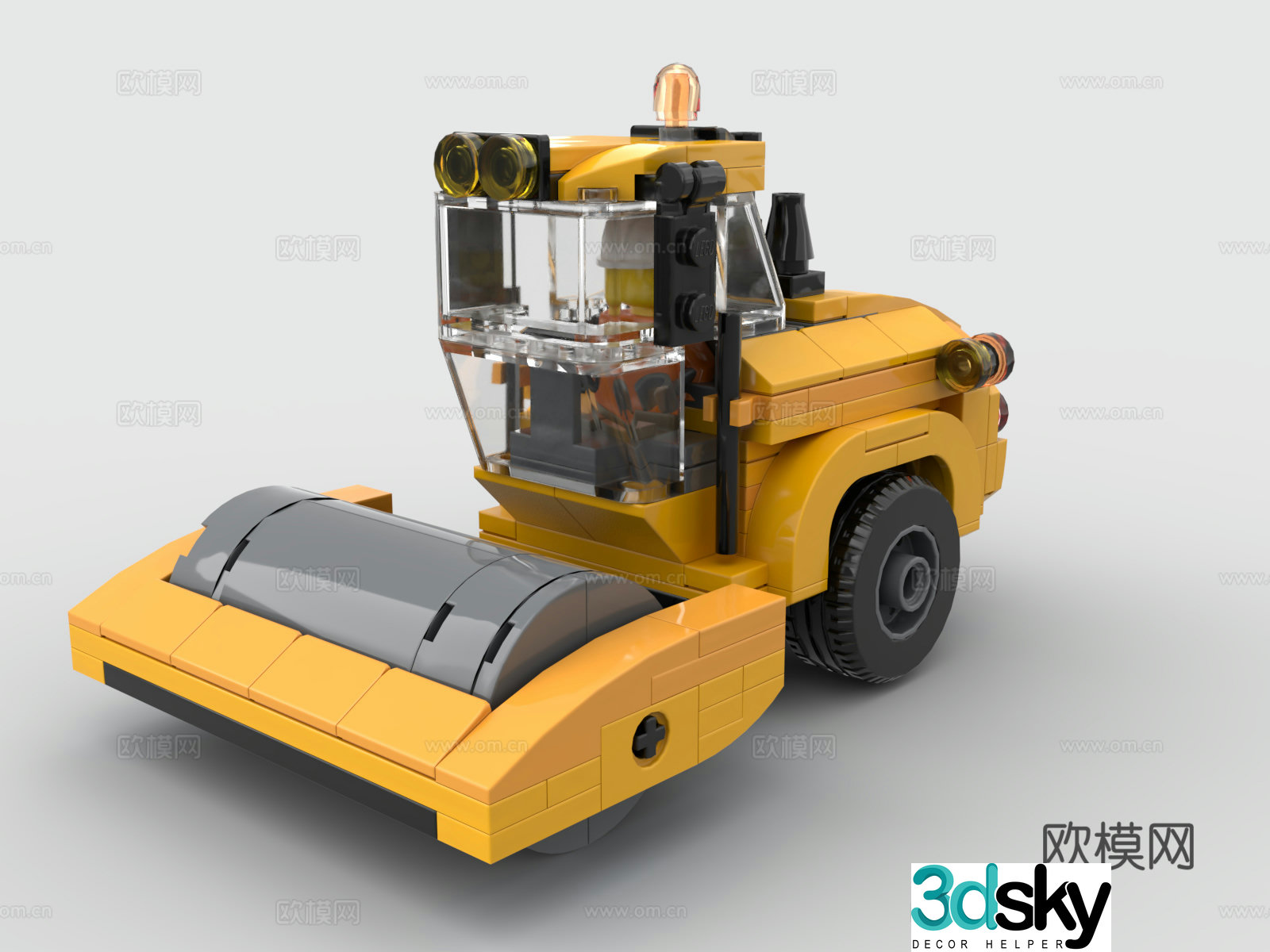 Lego LEGO toys building blocks road roller construction machinery bulldozer 3d model