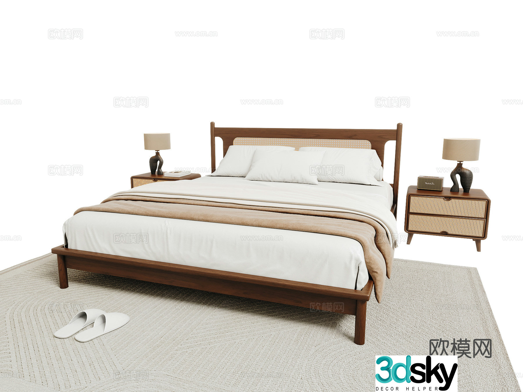 Medieval style double bed 3d model