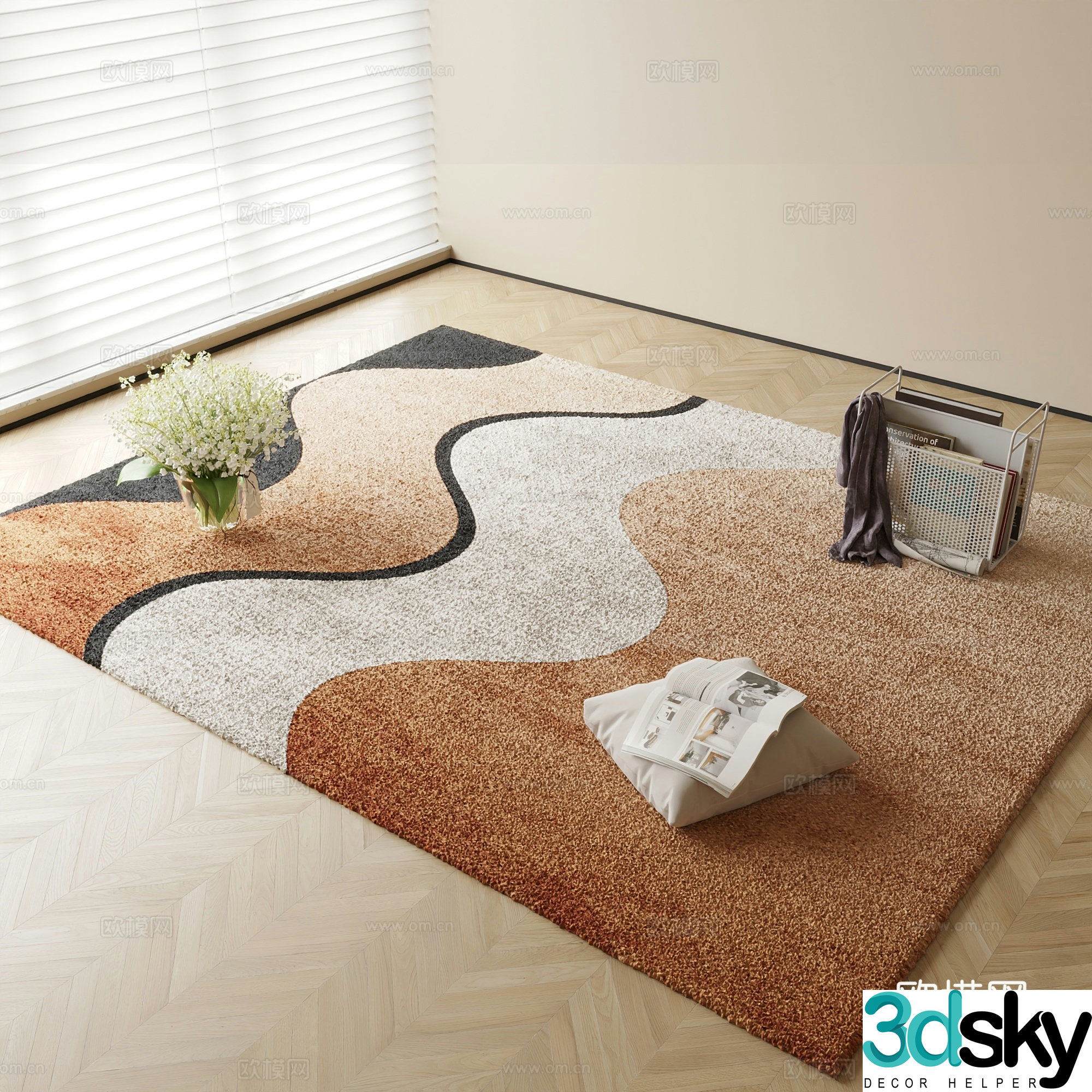 abstract carpet square rug 3d model