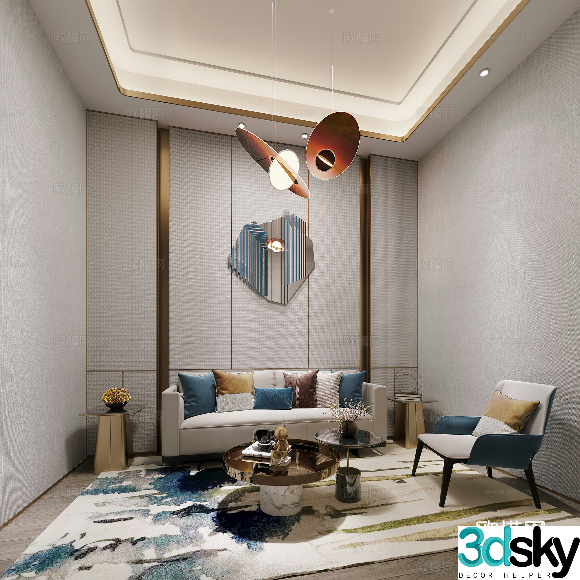 Light luxury reception room reception room 3D model