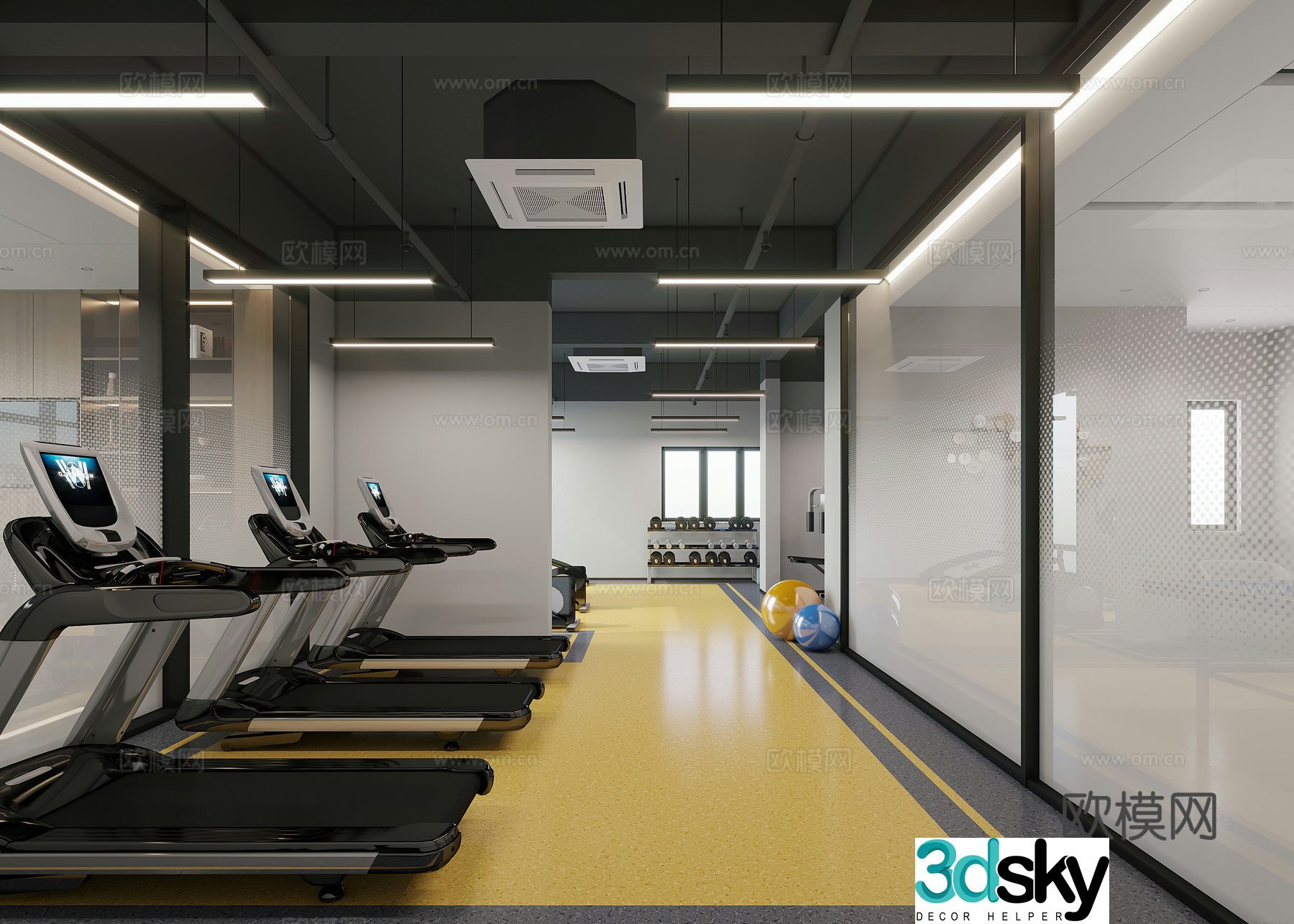 Modern gym 3d model