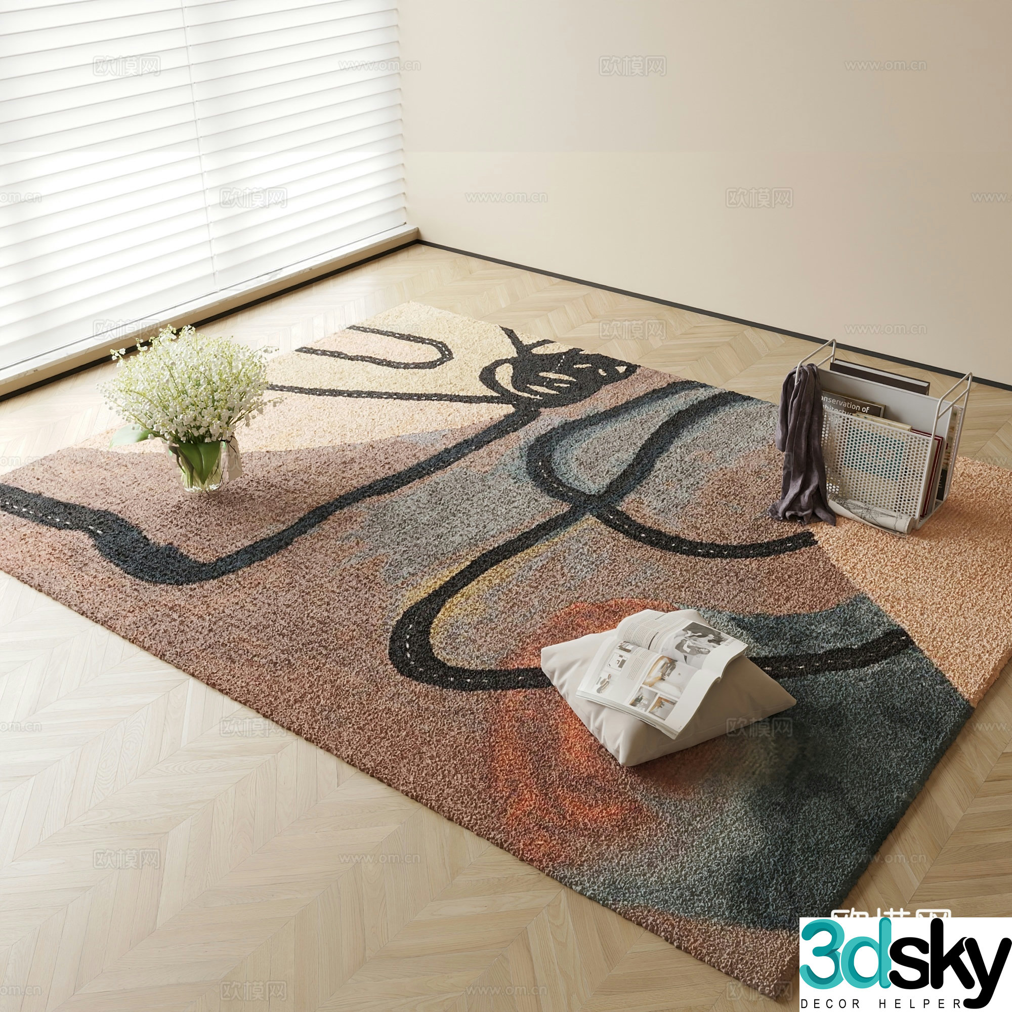 Modern abstract patterned carpet 3d model