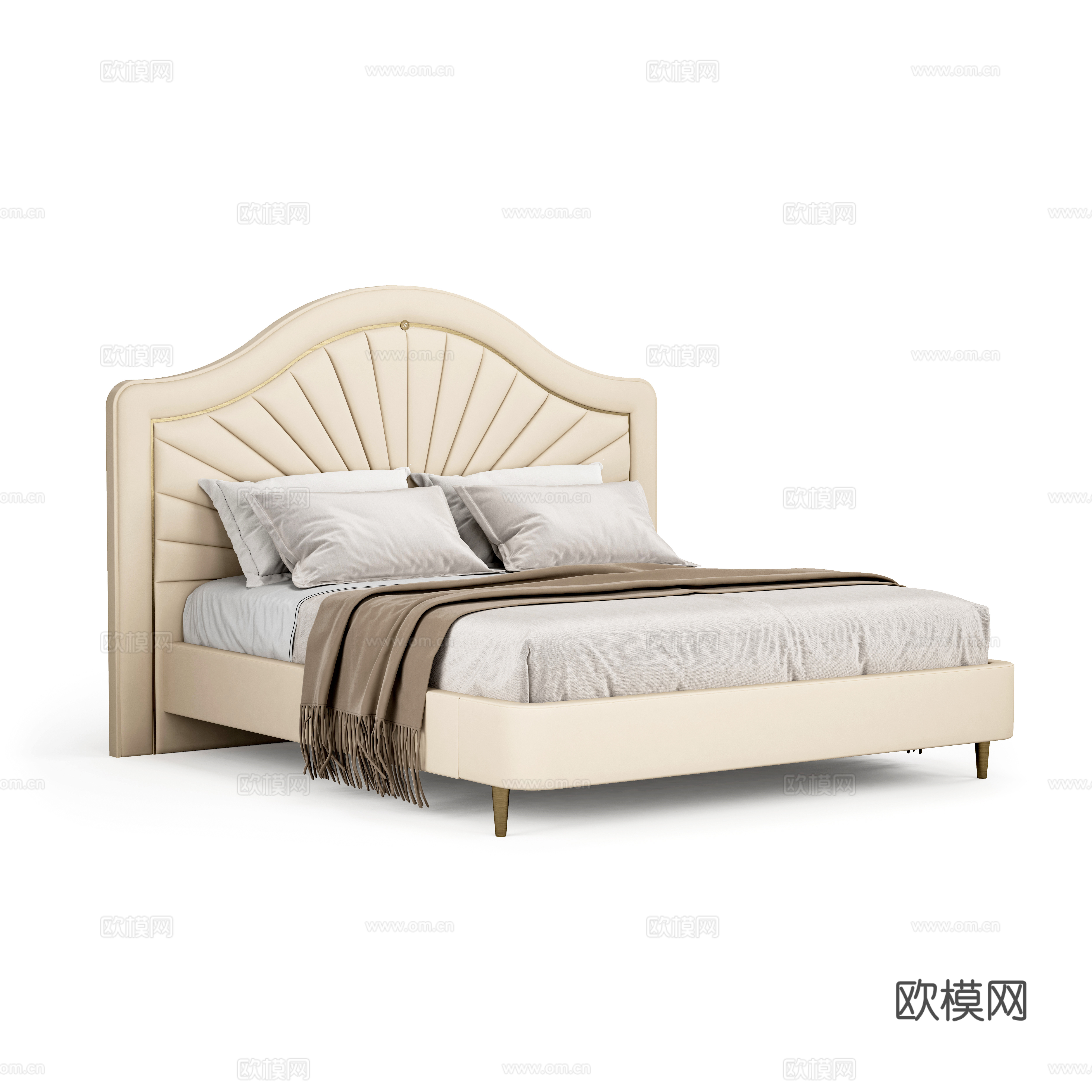 Light luxury double bed 3D model